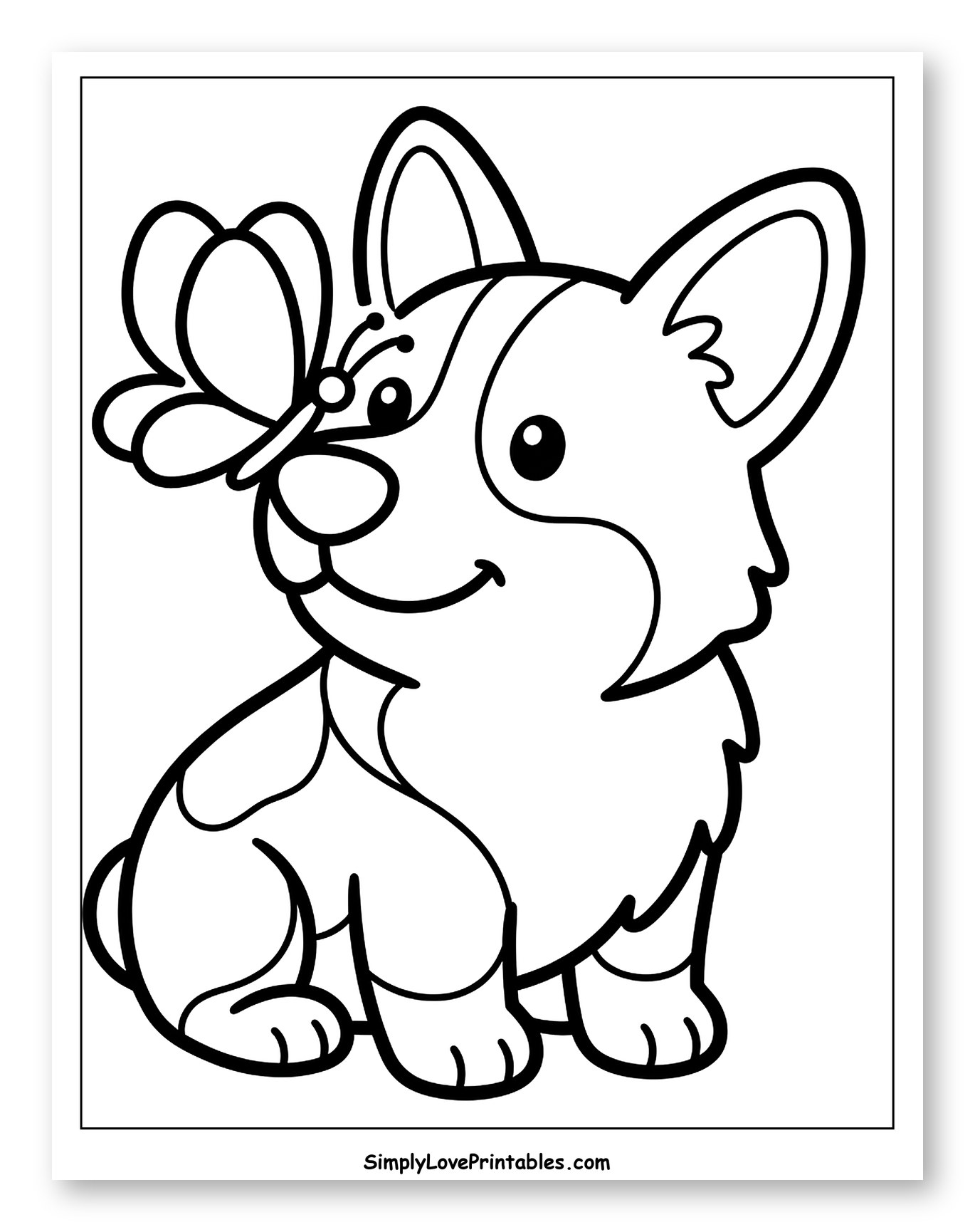 Cute Corgi with Butterfly on Nose