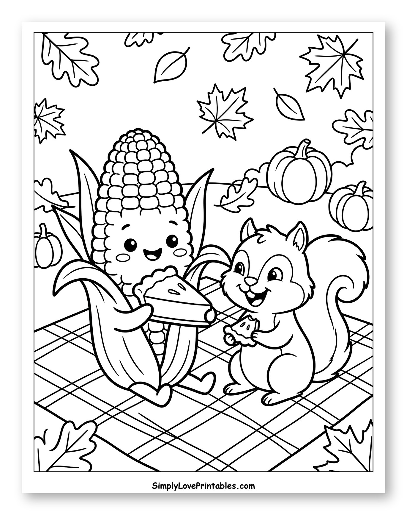 Cute Corn and Squirrel Eating Pie