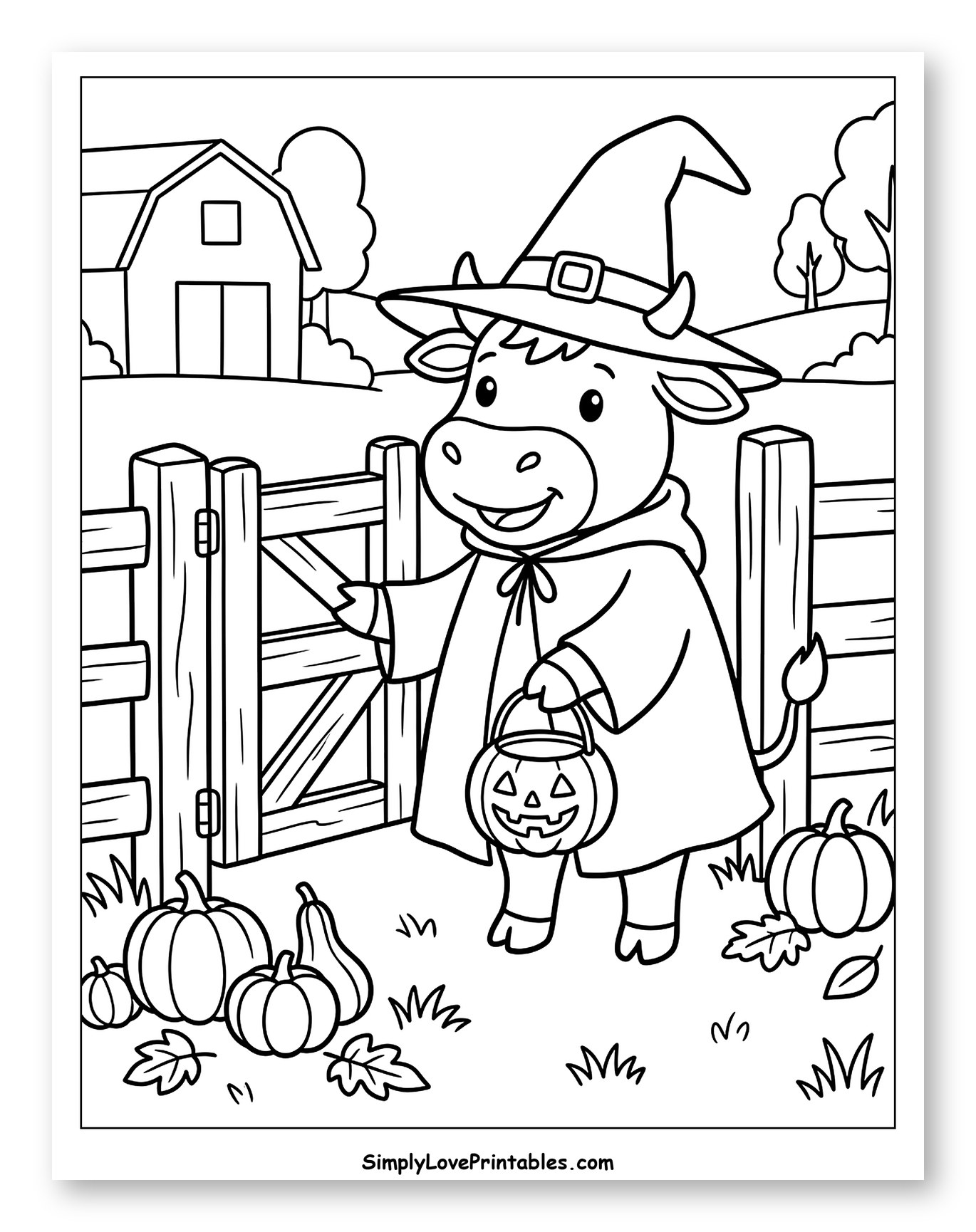 Cute Cow Dressed as a Witch for Halloween