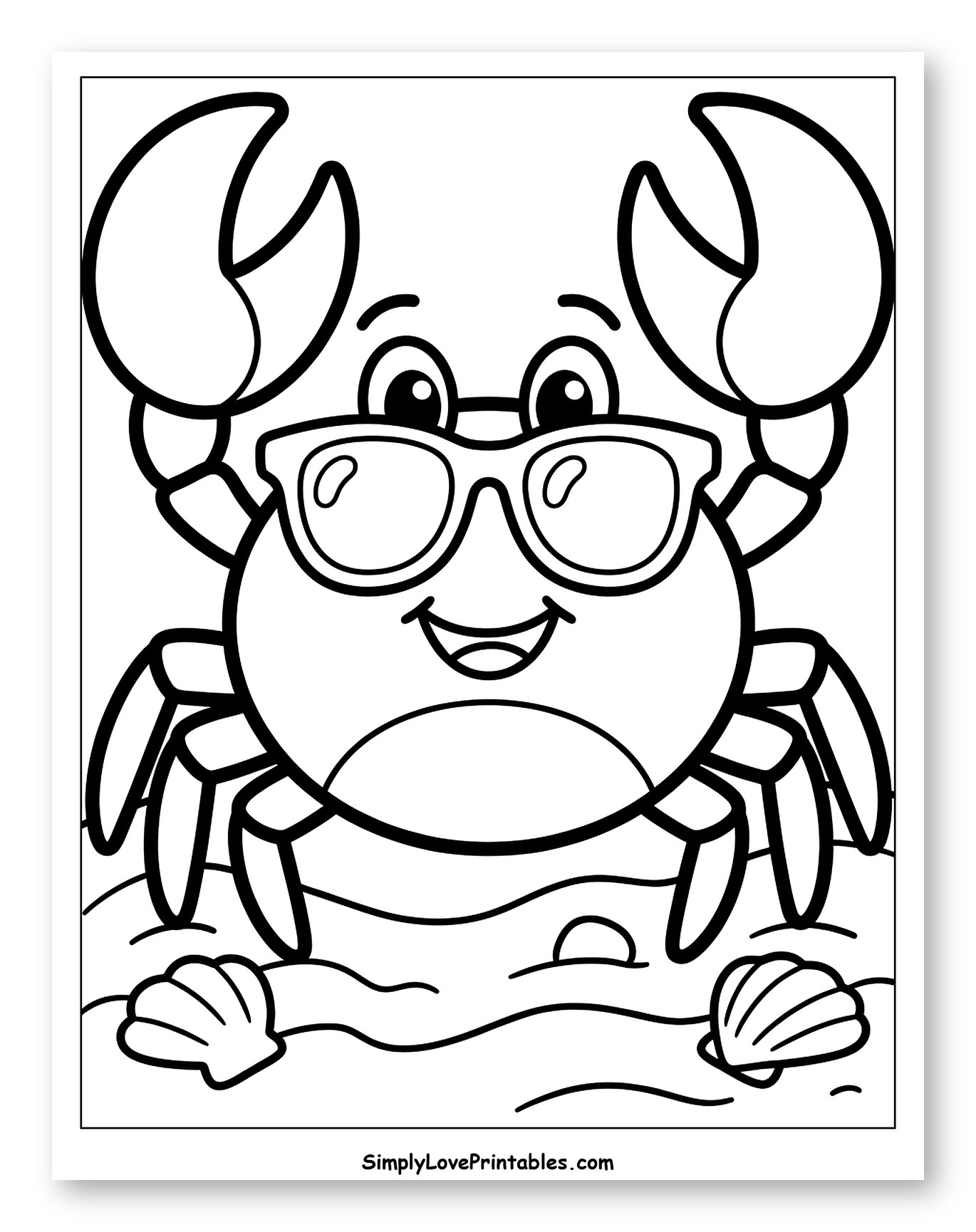 Cute Crab with Sunglasses in the Sand