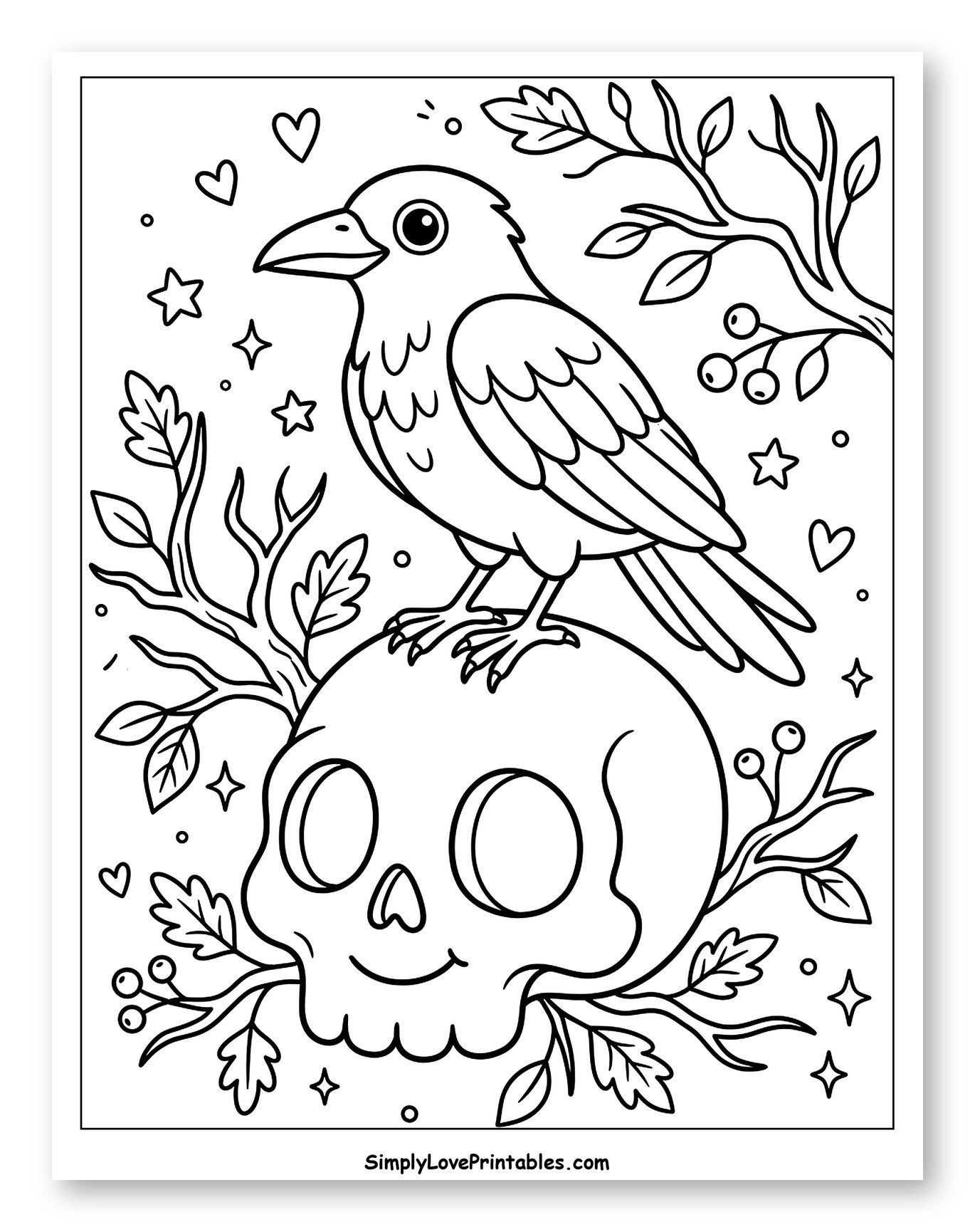 Cute Crow Perched on a Smiling Skull