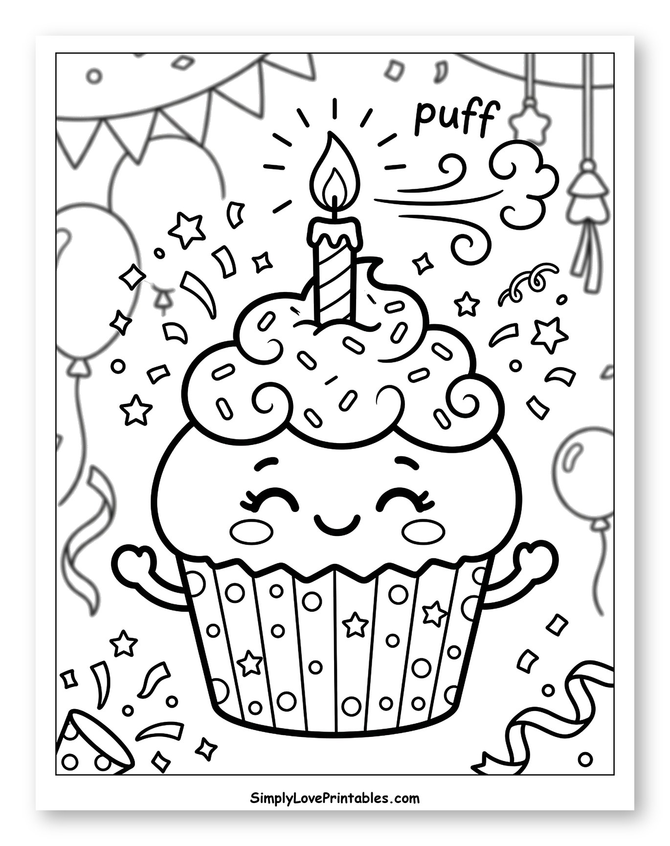 Cute Cupcake Blowing Out Birthday Candle