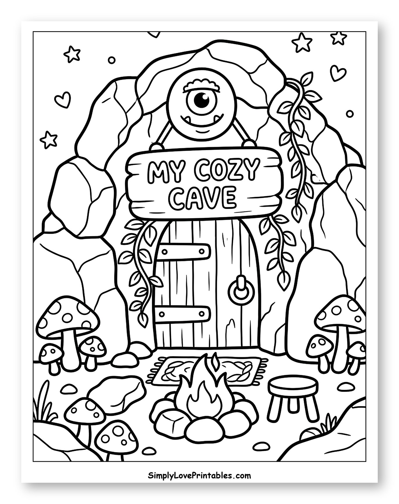 Cute Cyclops Monster's Cozy Cave Home