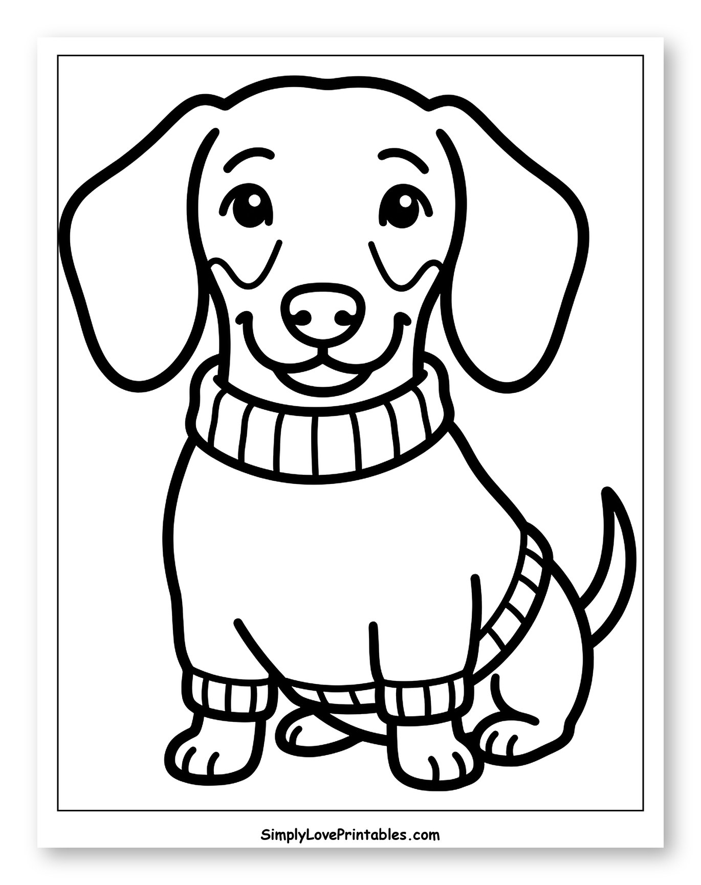 Cute Dachshund in a Cozy Sweater to Color for Toddlers