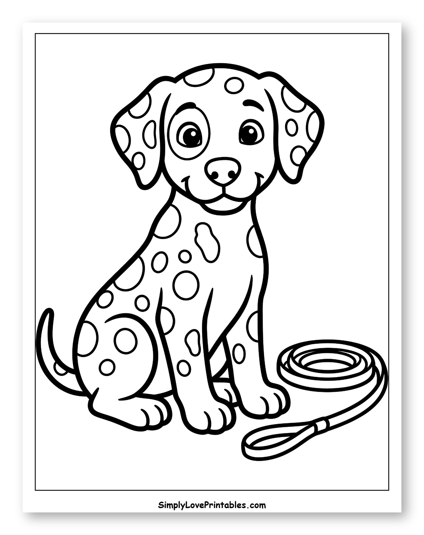 Cute Dalmatian Puppy Sitting with Leash