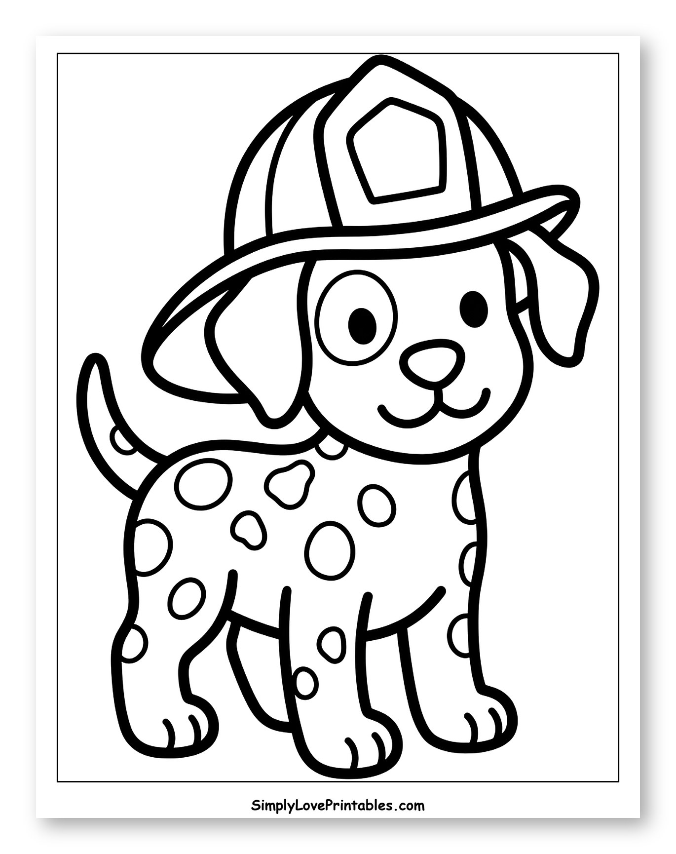 Cute Dalmatian Puppy Wearing a Fire Hat