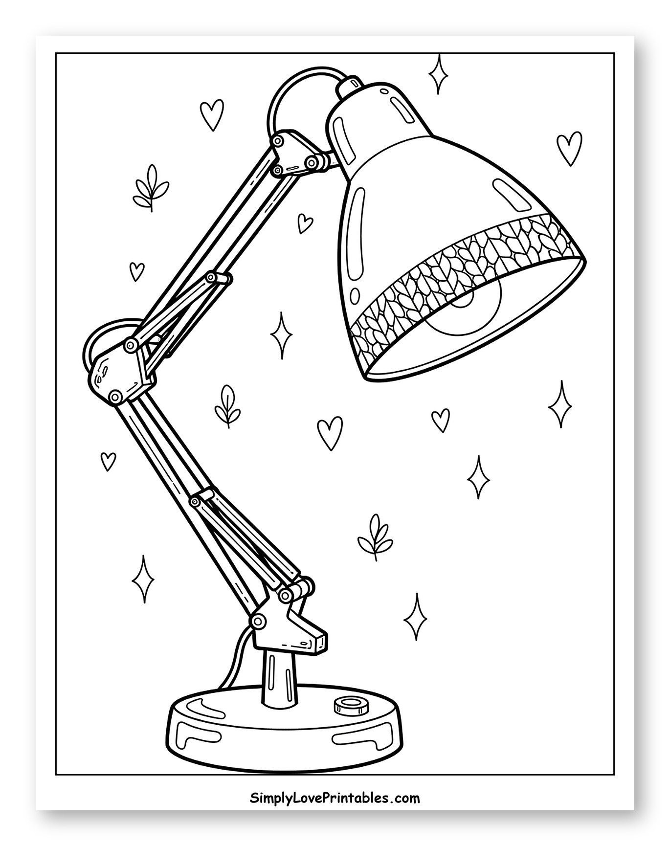 Cute Desk Lamp with Hearts and Stars