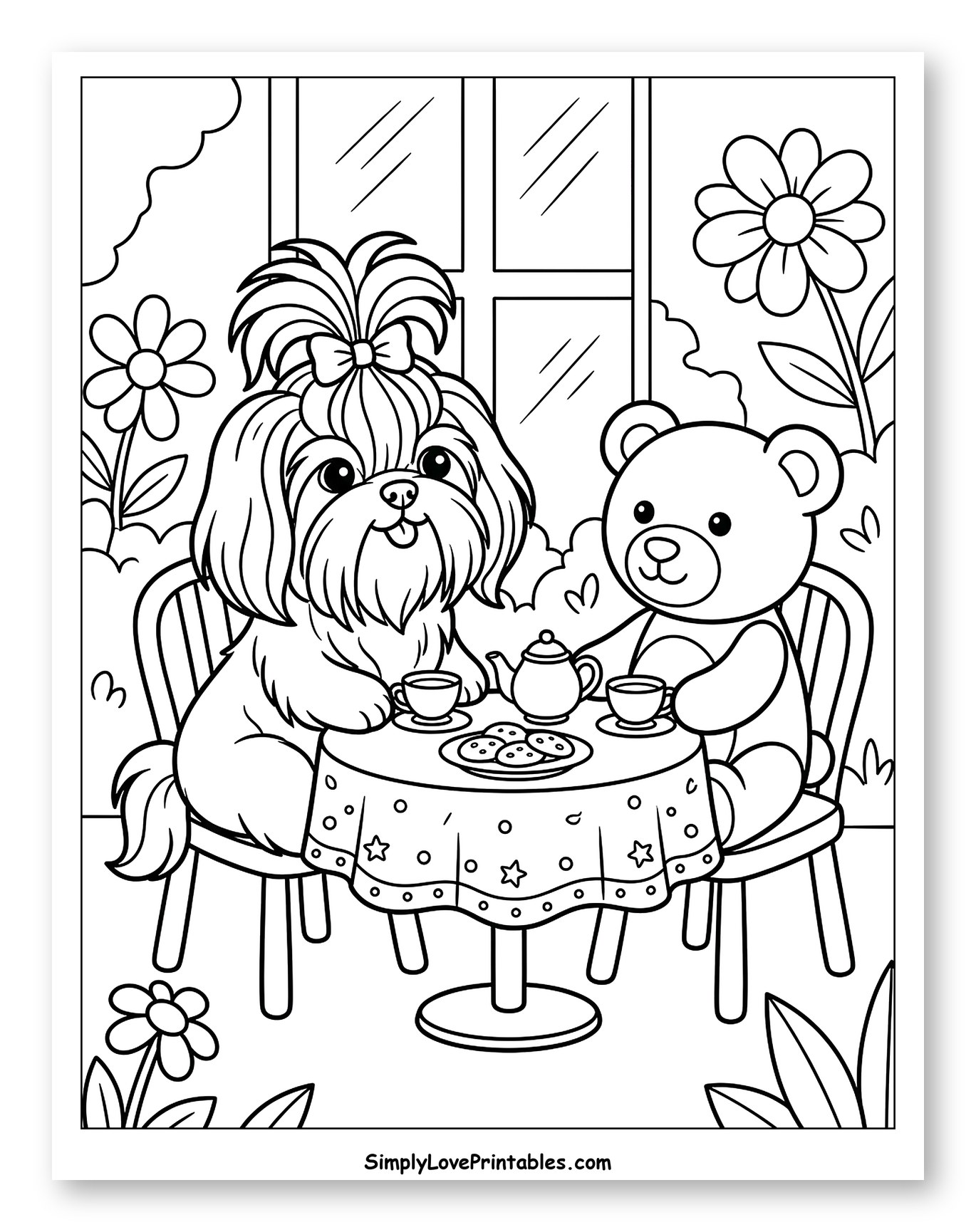 Cute Dog and Teddy Bear Having Tea