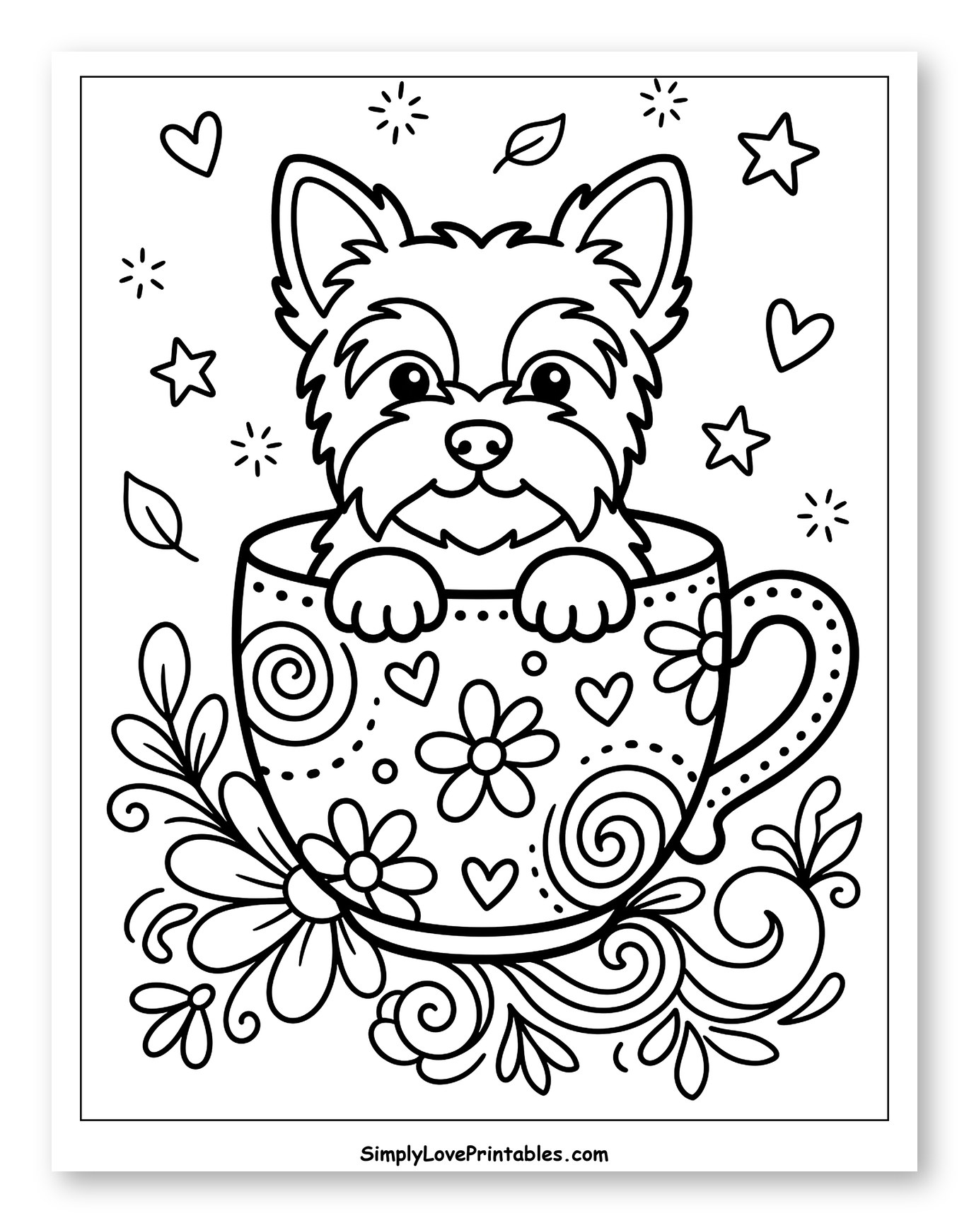 Cute Dog in a Patterned Teacup