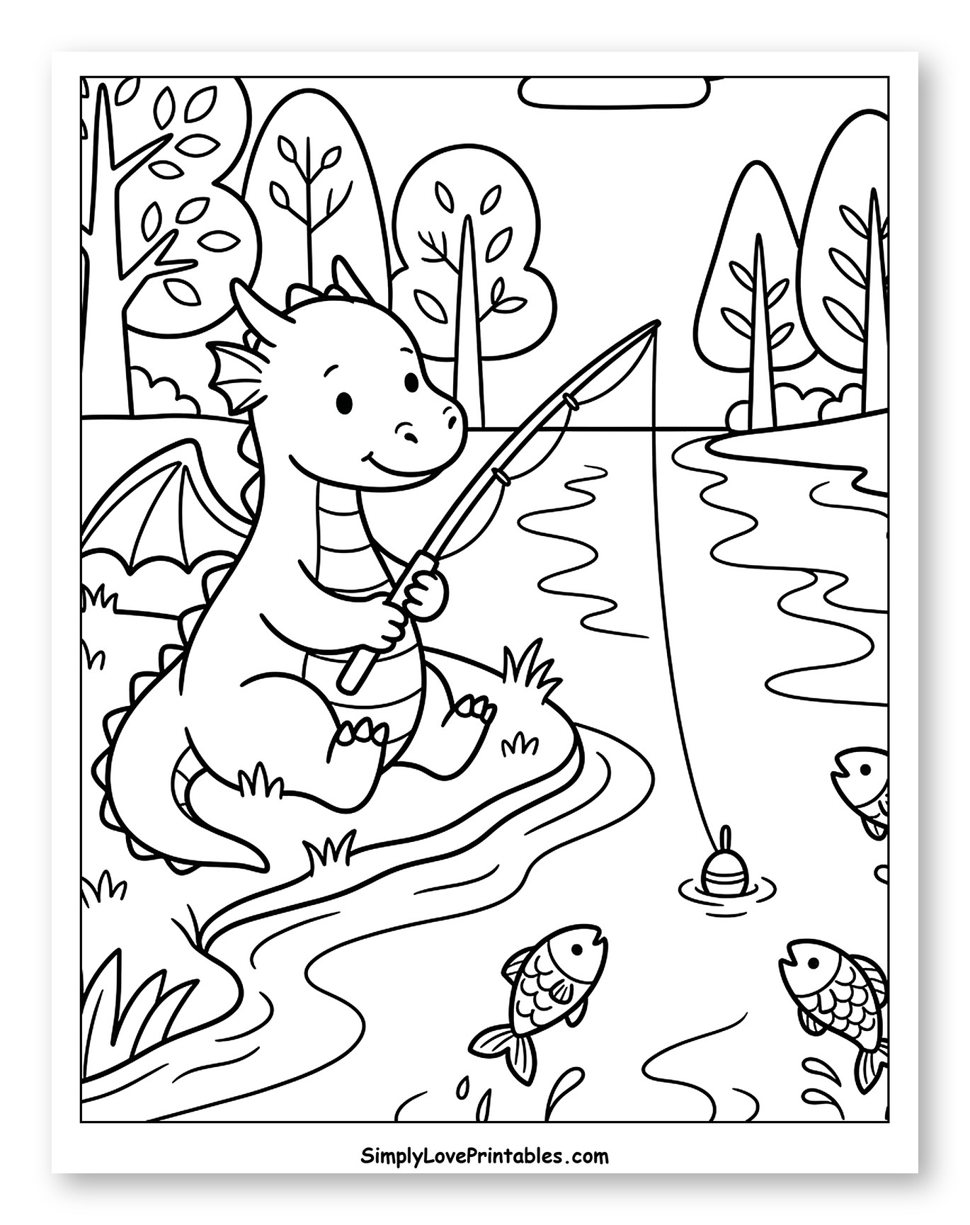 Cute Dragon Fishing by the River