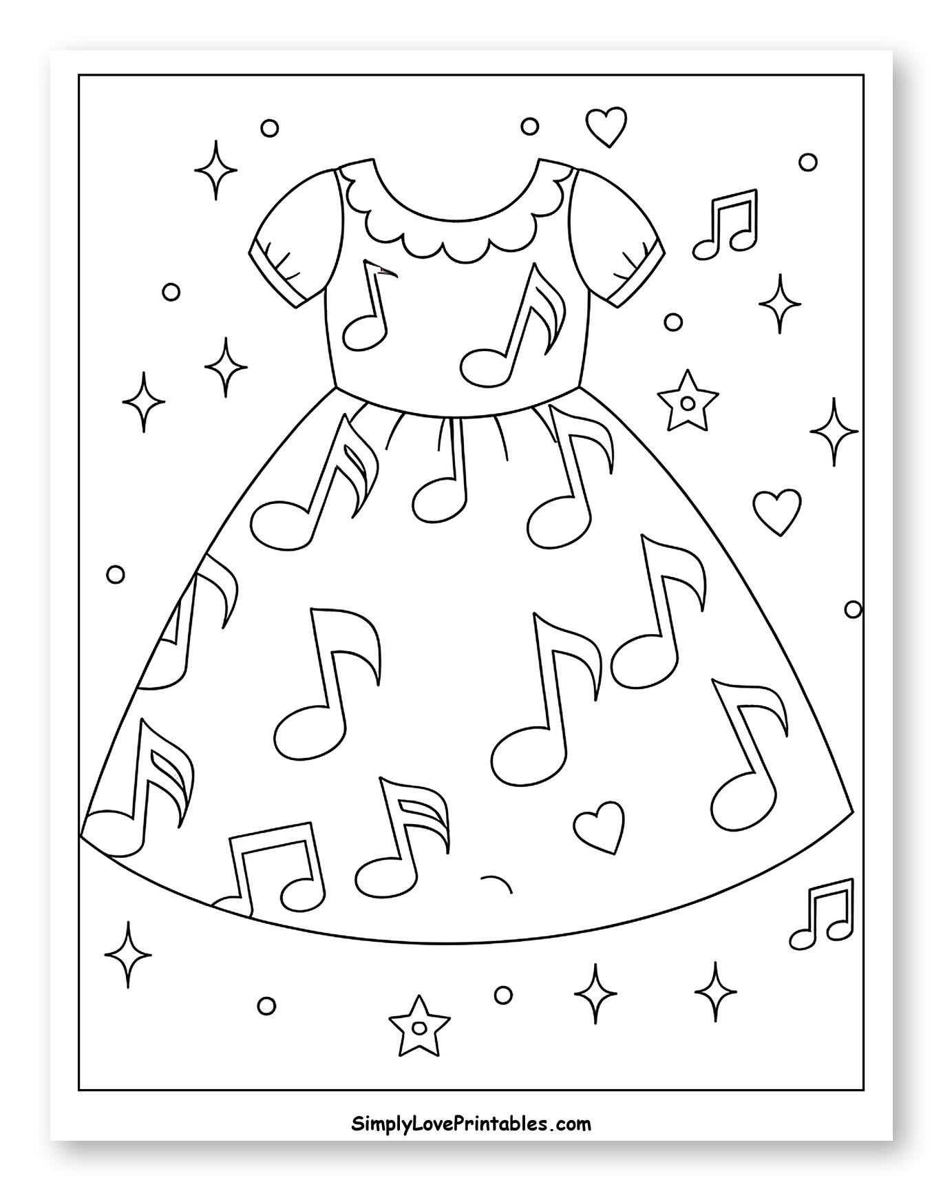 Cute Dress with Music Notes and Stars