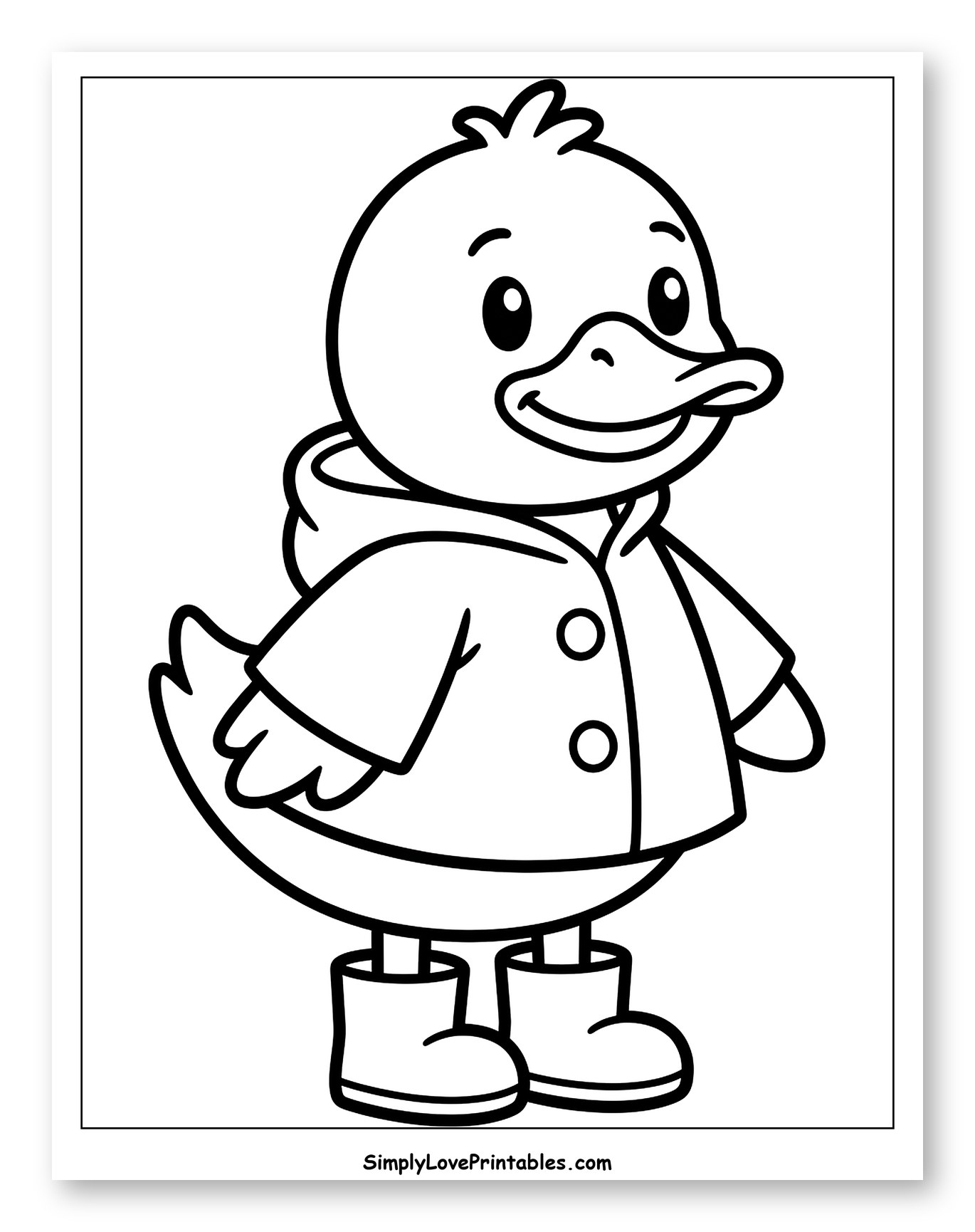 Cute Duck in Raincoat and Boots