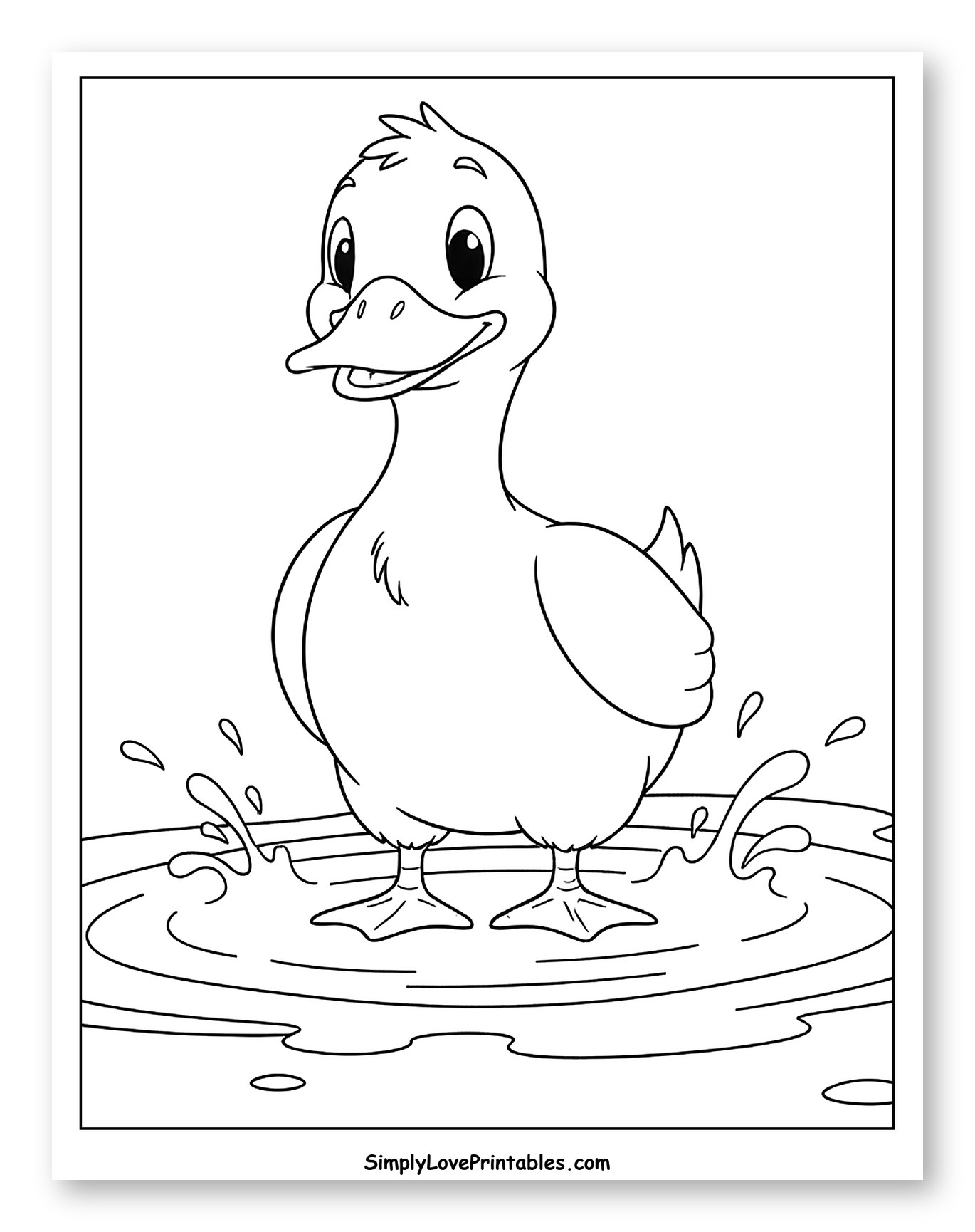 Cute Duck Splashing in a Puddle