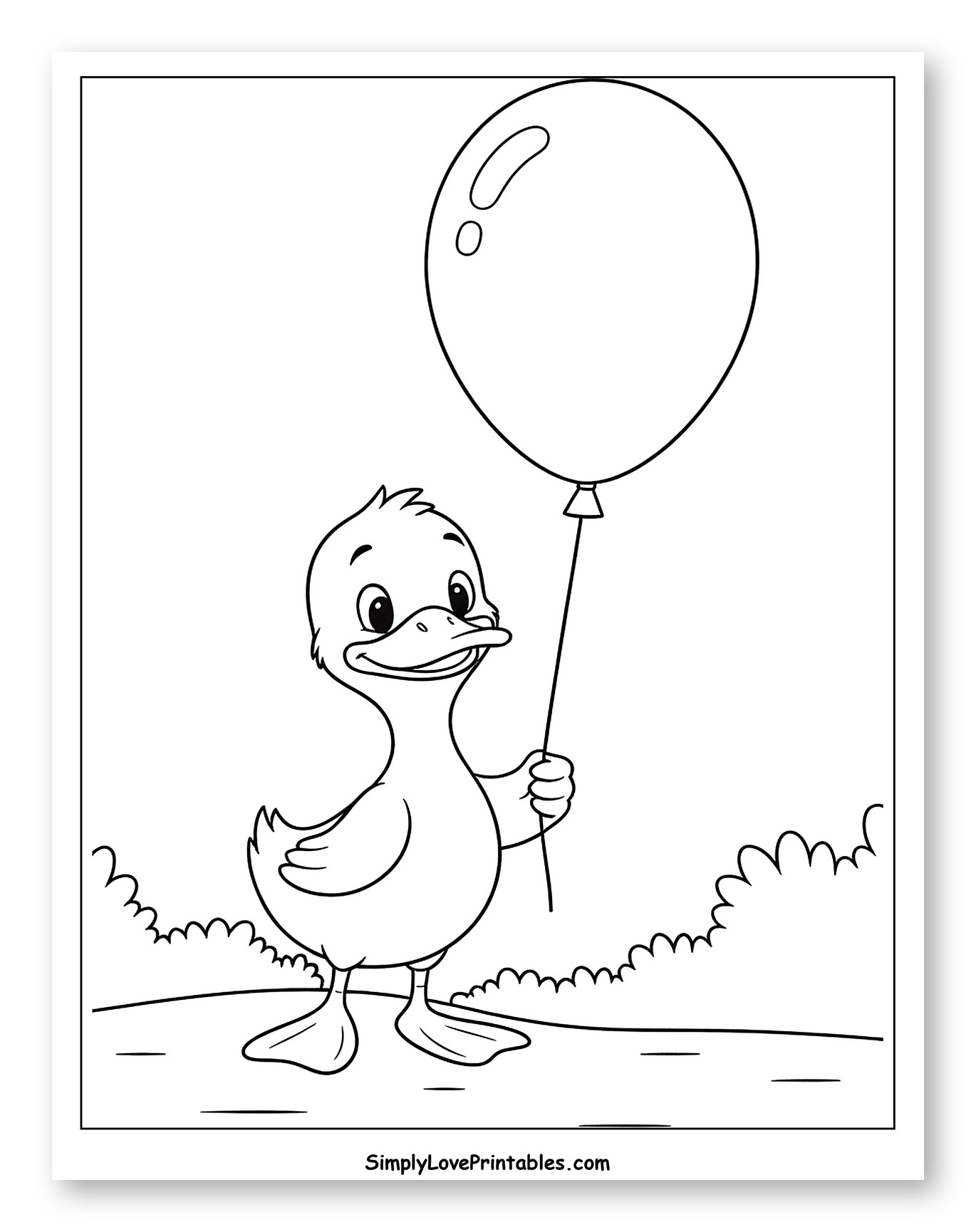 Cute Duckling Holding a Balloon