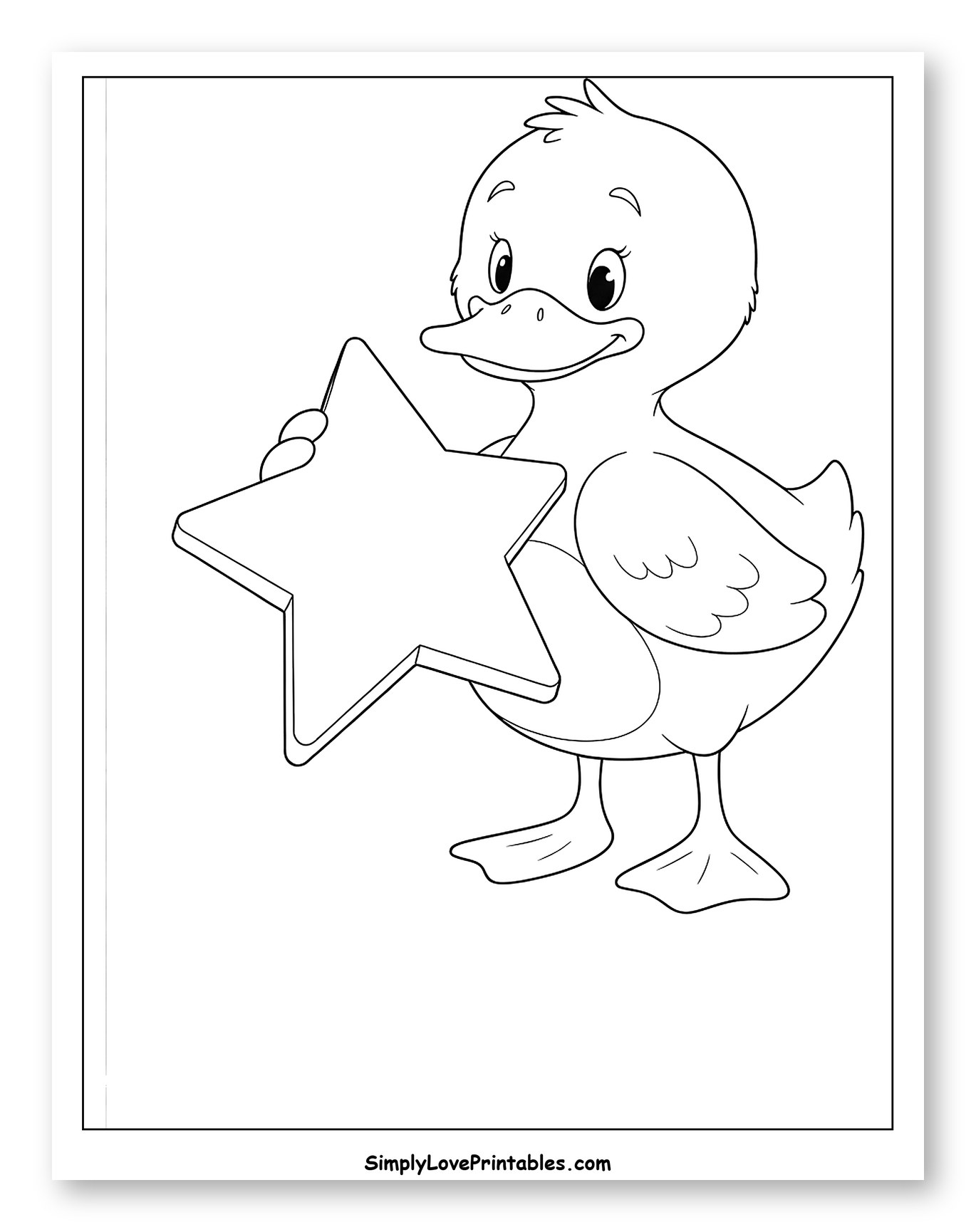 Cute Duckling Holding a Star Shape