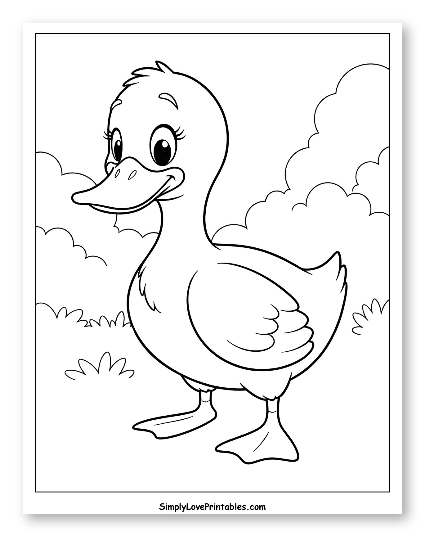 Cute Duckling Standing in Grass