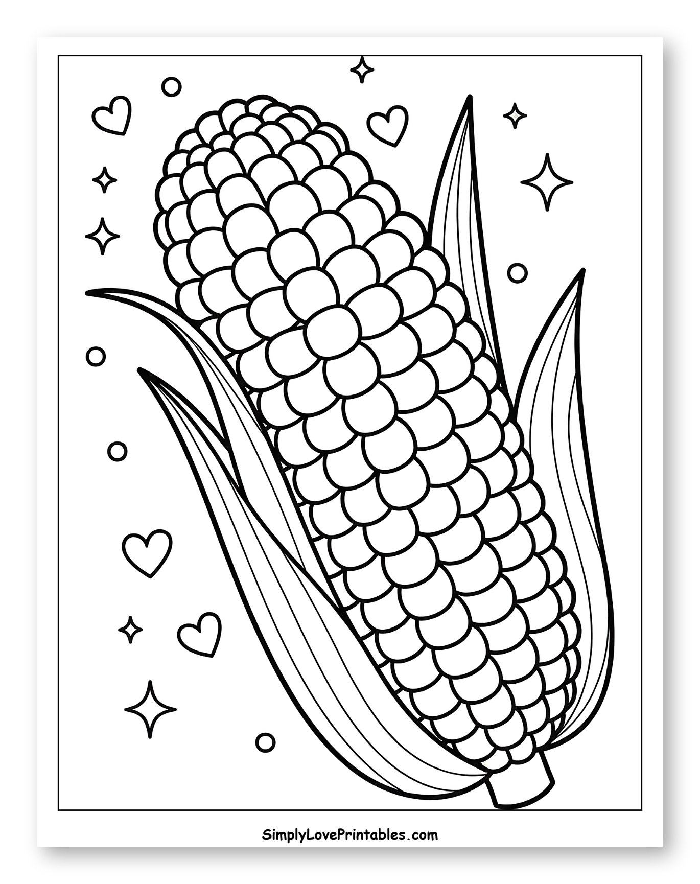 Cute Ear of Corn with Stars and Hearts