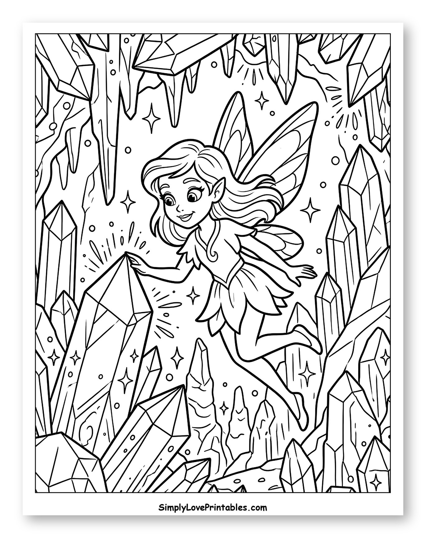 Cute Fairy Exploring a Magical Crystal Grotto