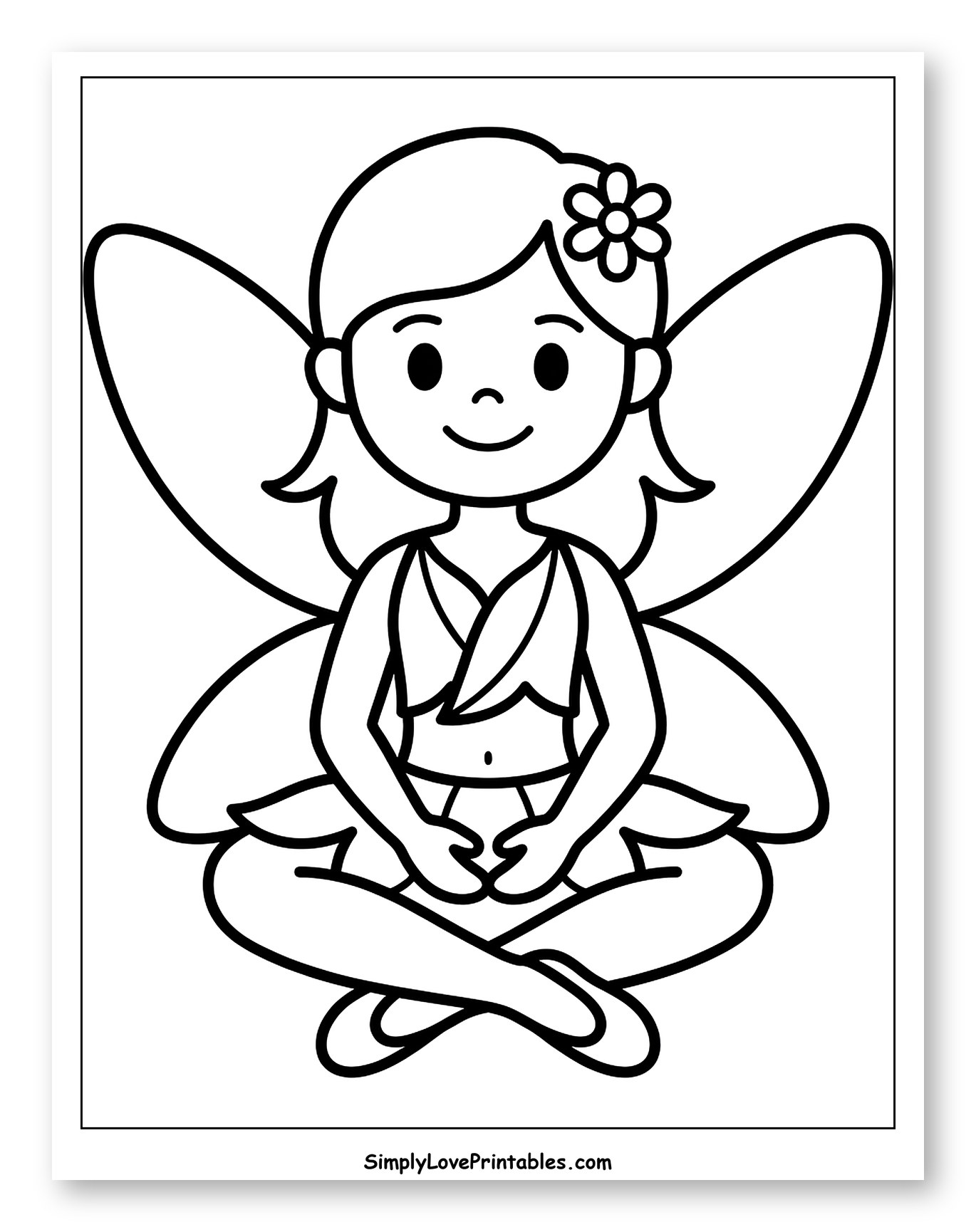 Cute Fairy Sitting Cross-Legged with Wings