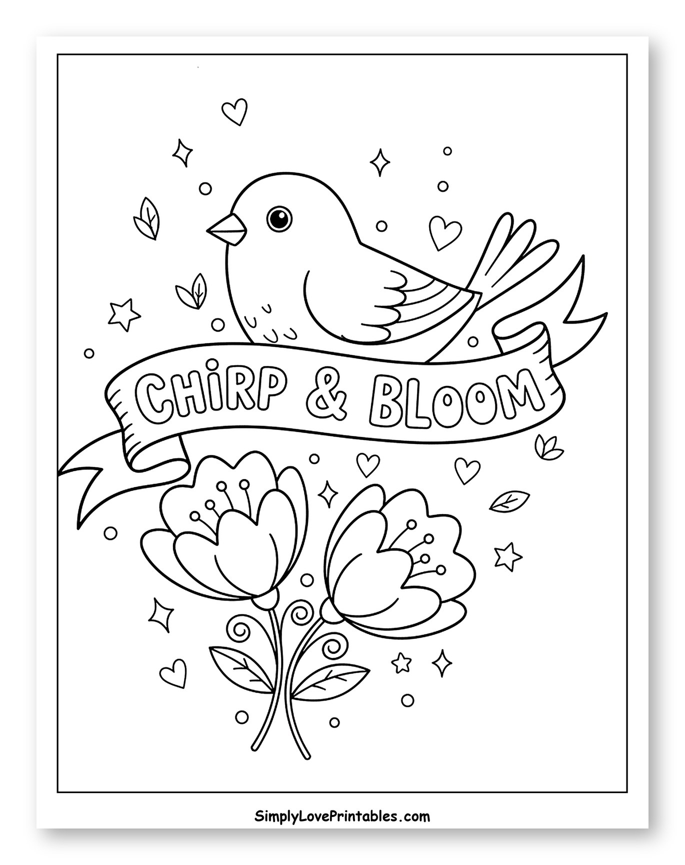 Cute Finch Bird with Chirp & Bloom Banner