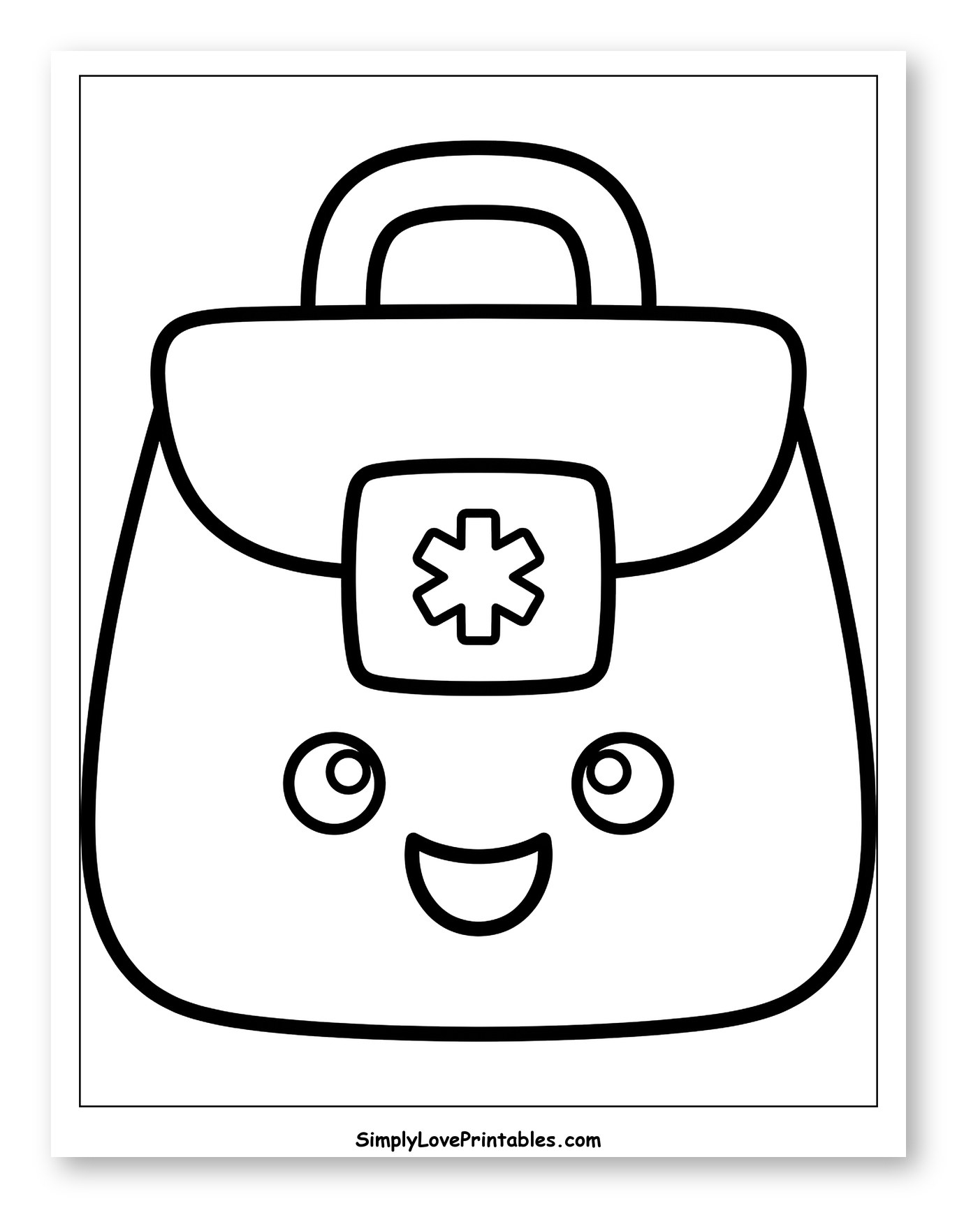 Cute First Aid Kit with a Face Coloring Sheet for Toddlers