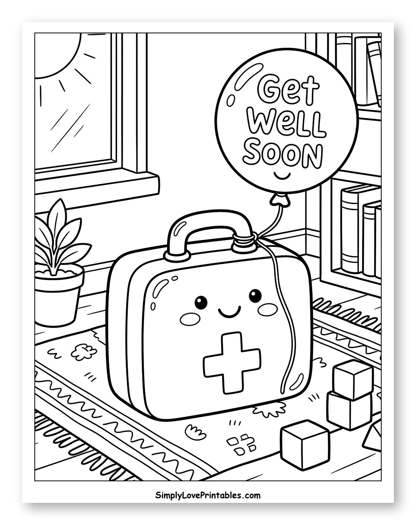 Cute First Aid Kit with Get Well Soon Balloon