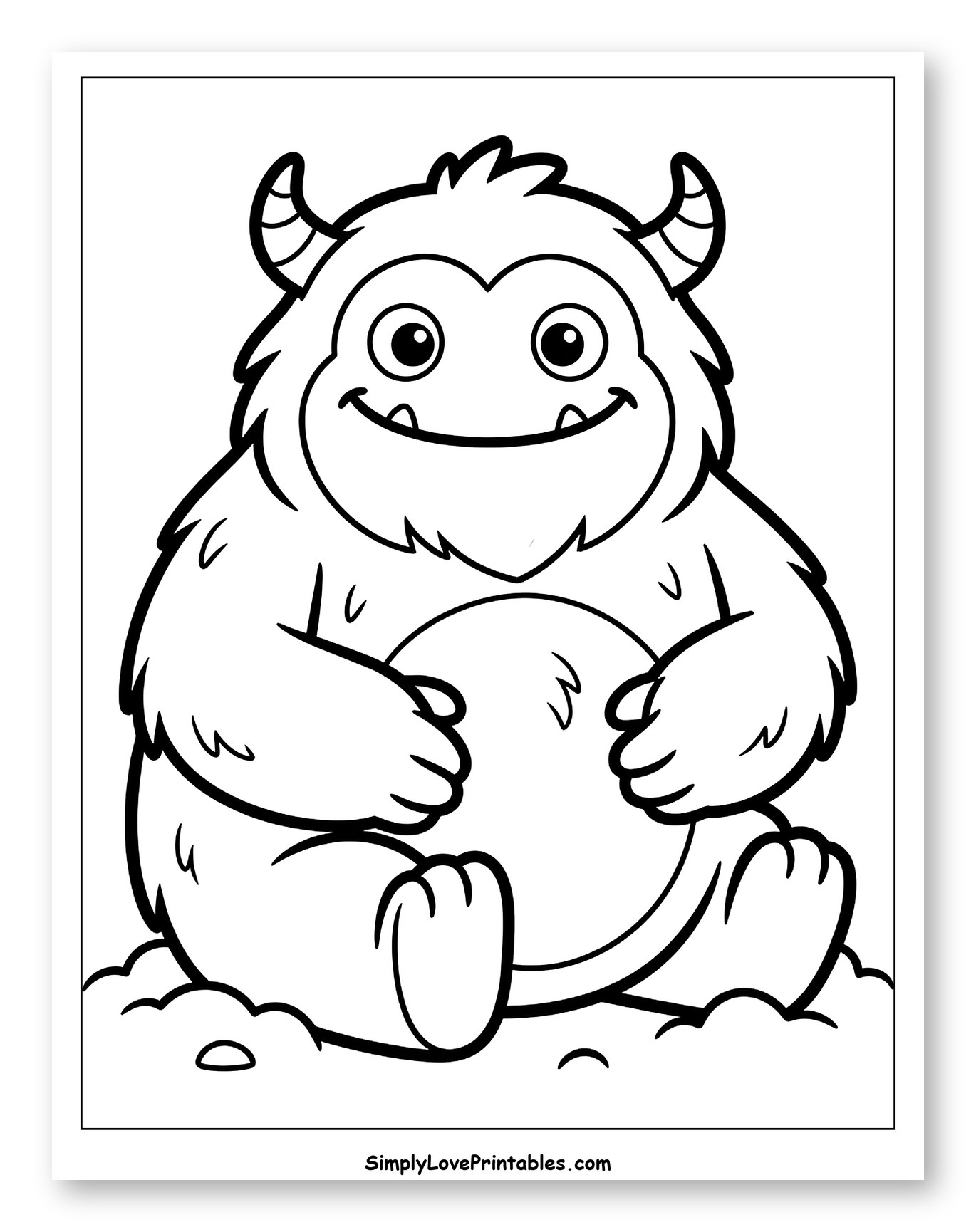 Cute Fluffy Monster Sitting and Smiling