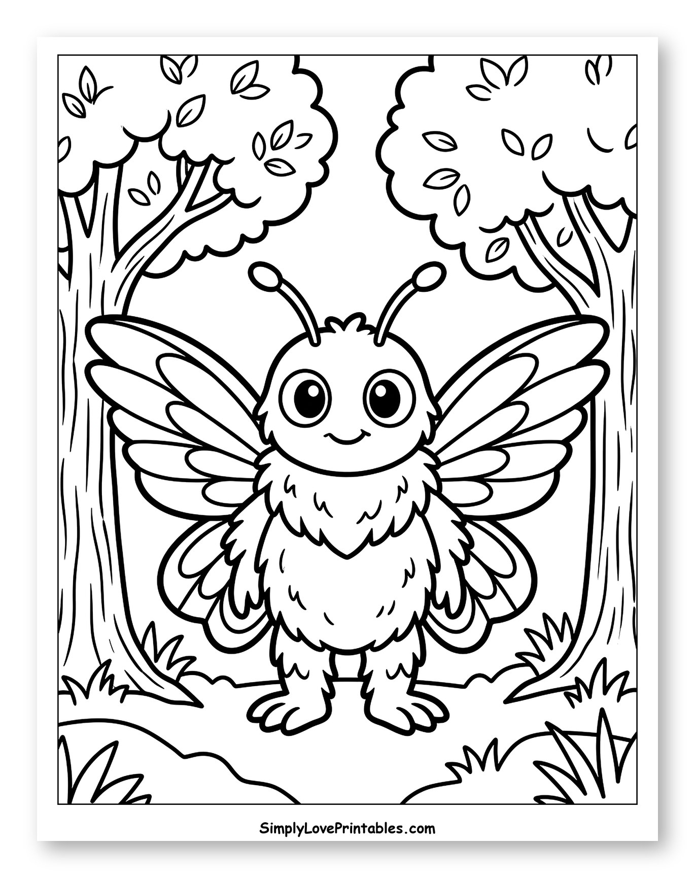 Cute Fluffy Moth Creature in Forest