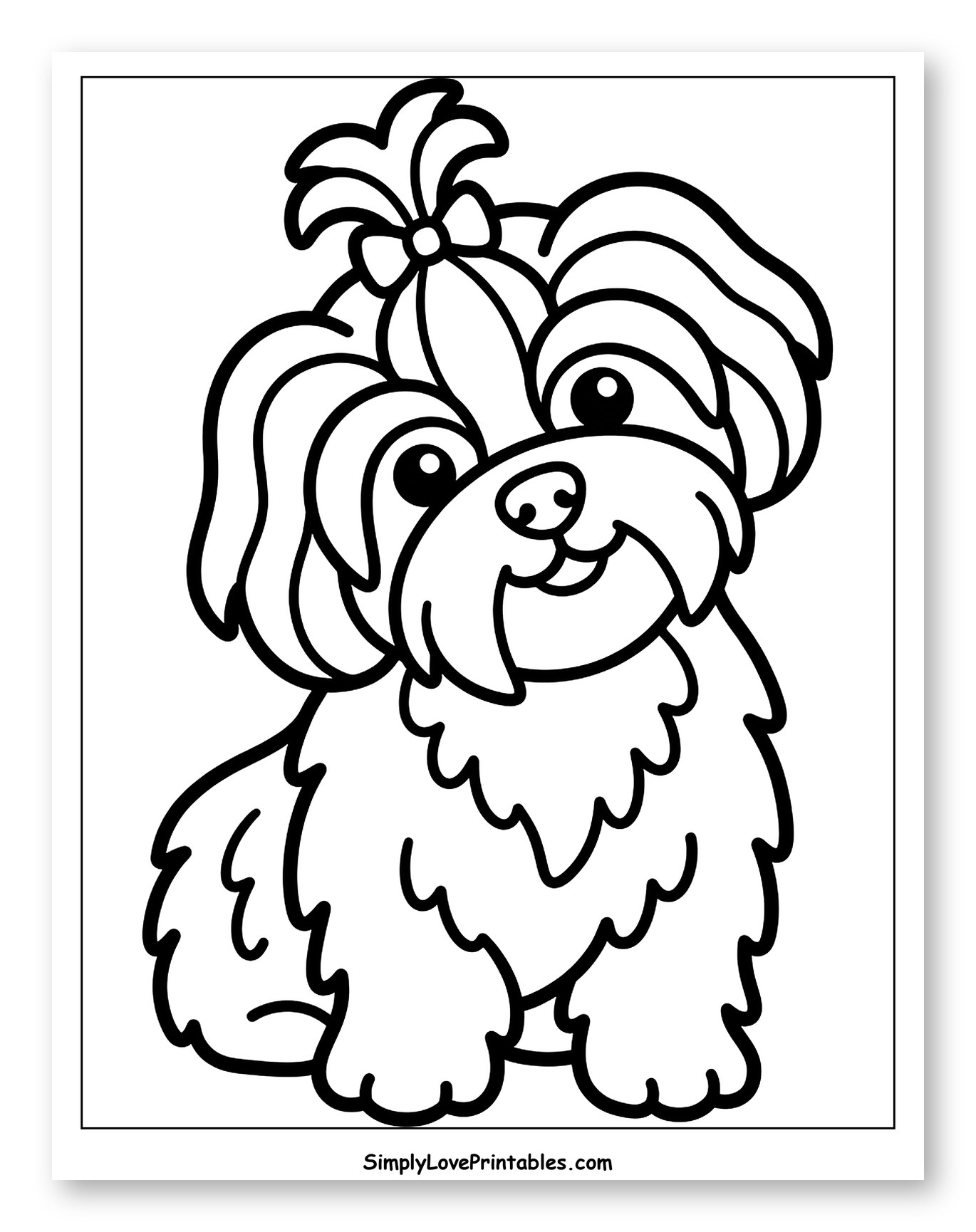 Cute Fluffy Shih Tzu Puppy with Bow