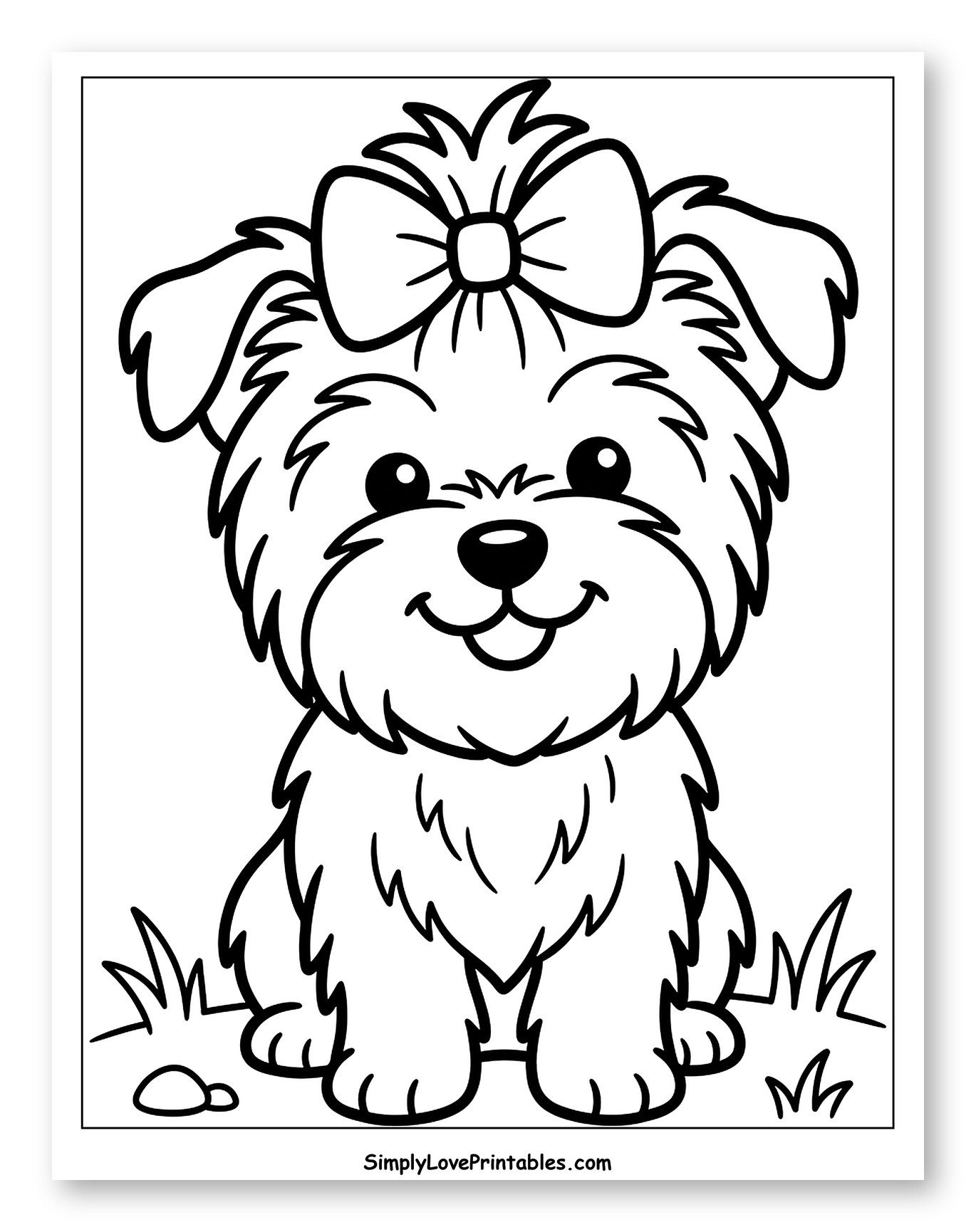 Cute Fluffy Yorkshire Terrier Puppy with Bow