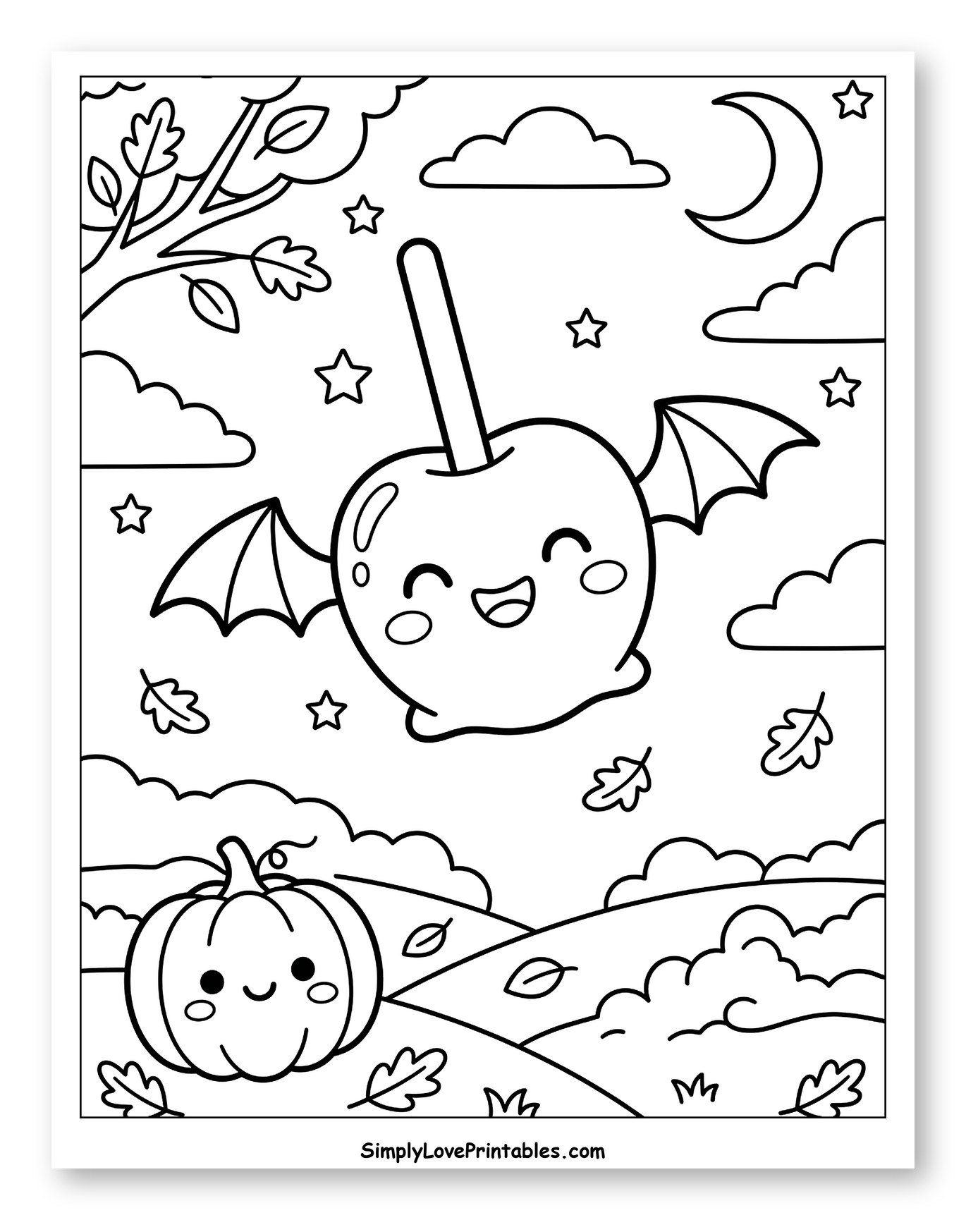 Cute Flying Candy Apple and Happy Pumpkin