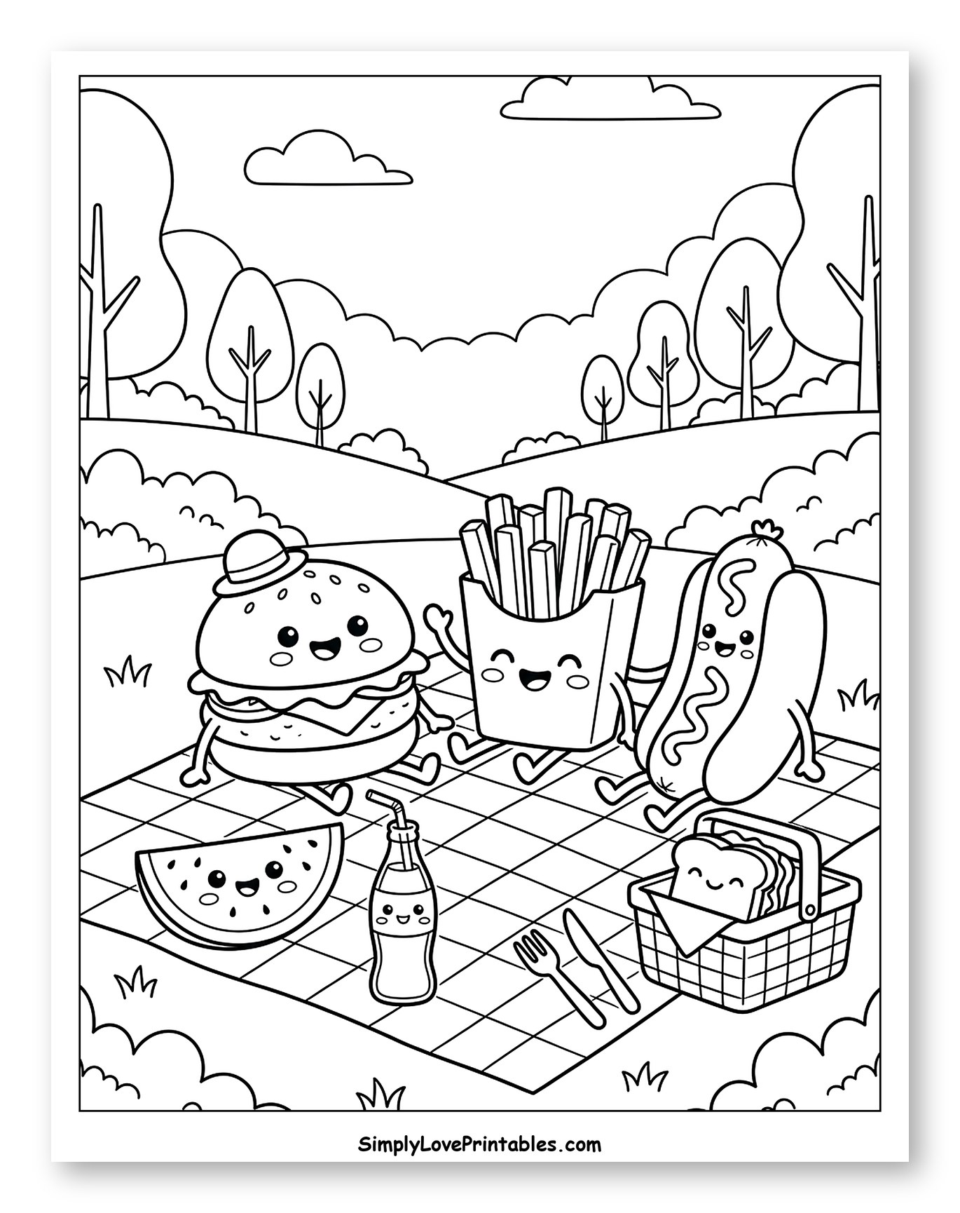 Cute Food Friends Having a Picnic