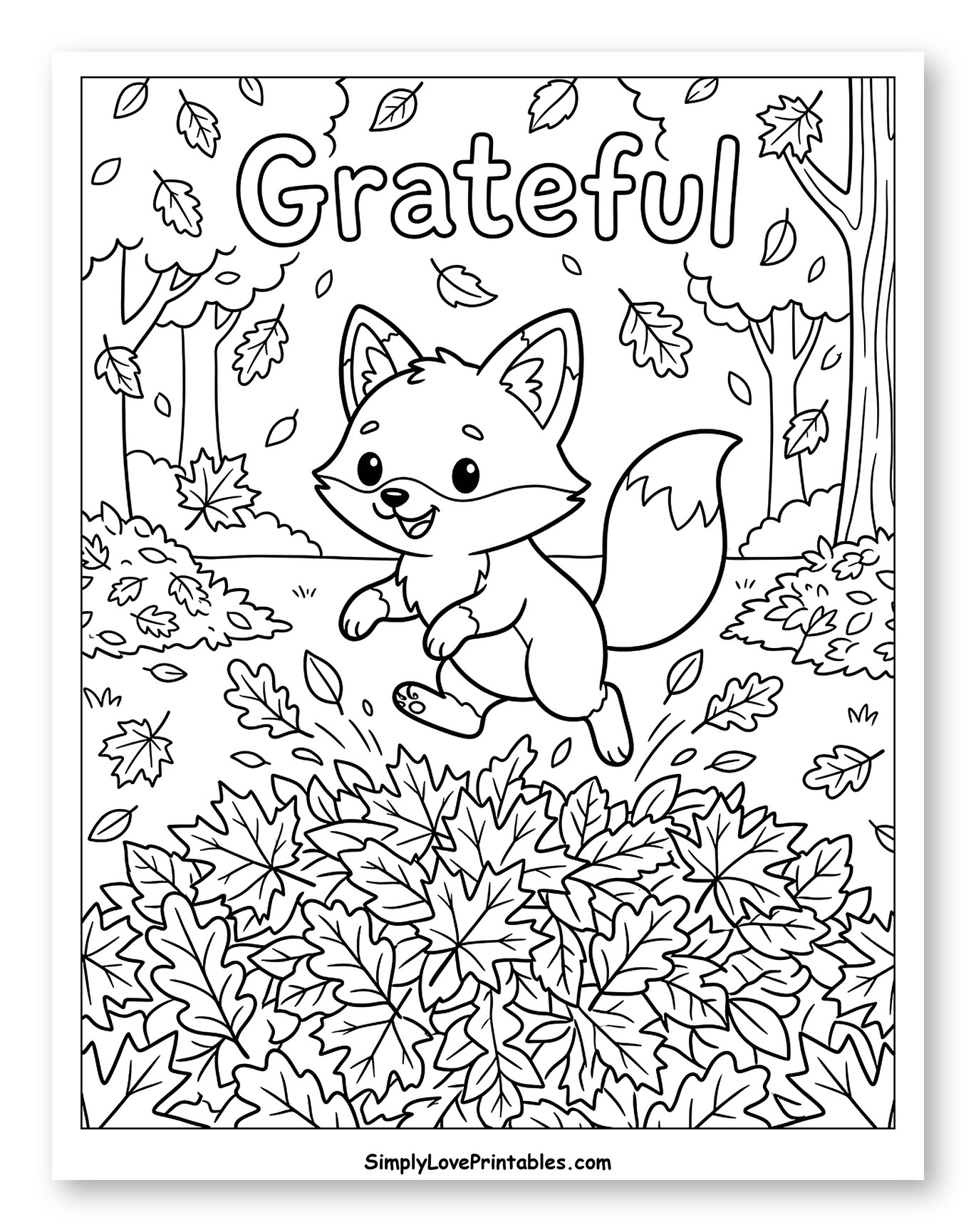 Cute Fox Leaping into Fall Leaves