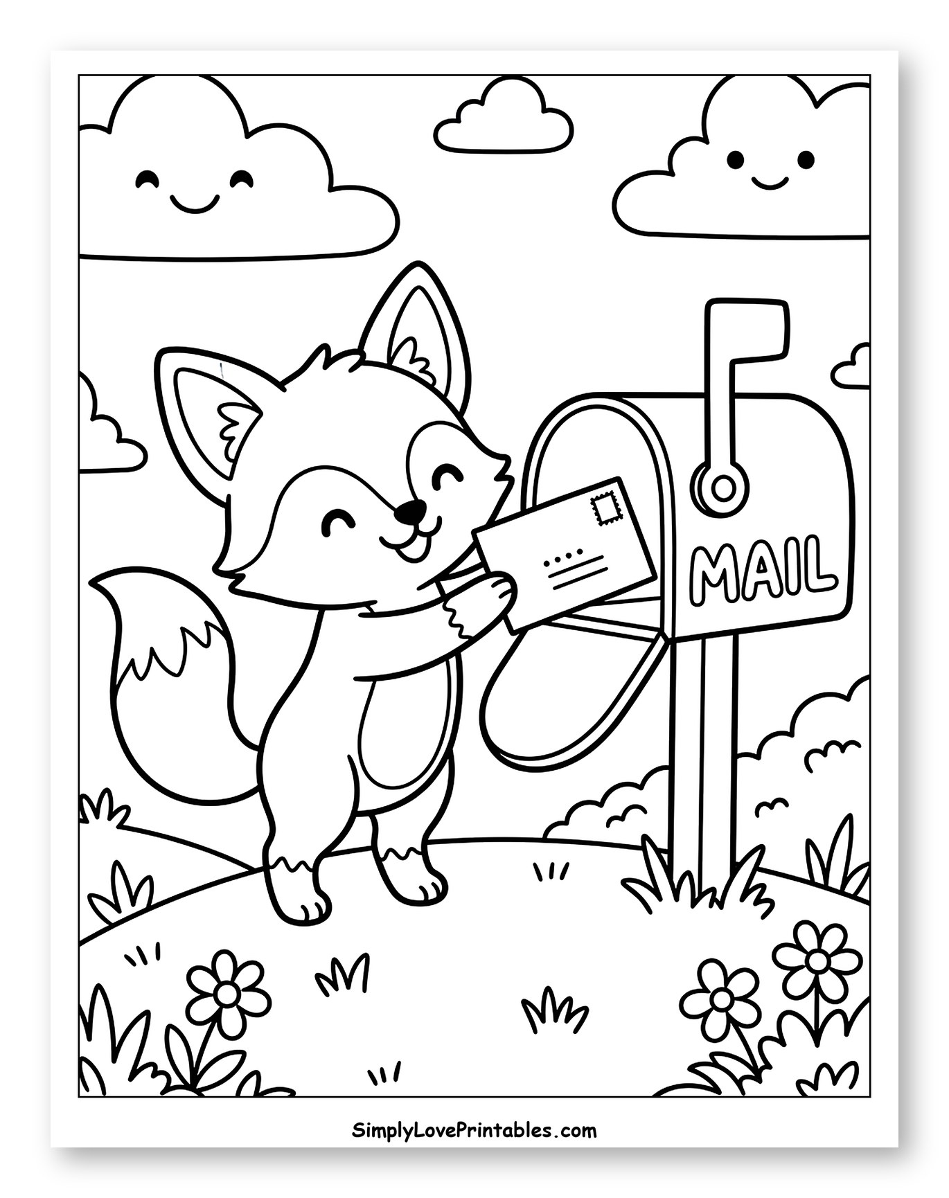 Cute Fox Mailing an Envelope