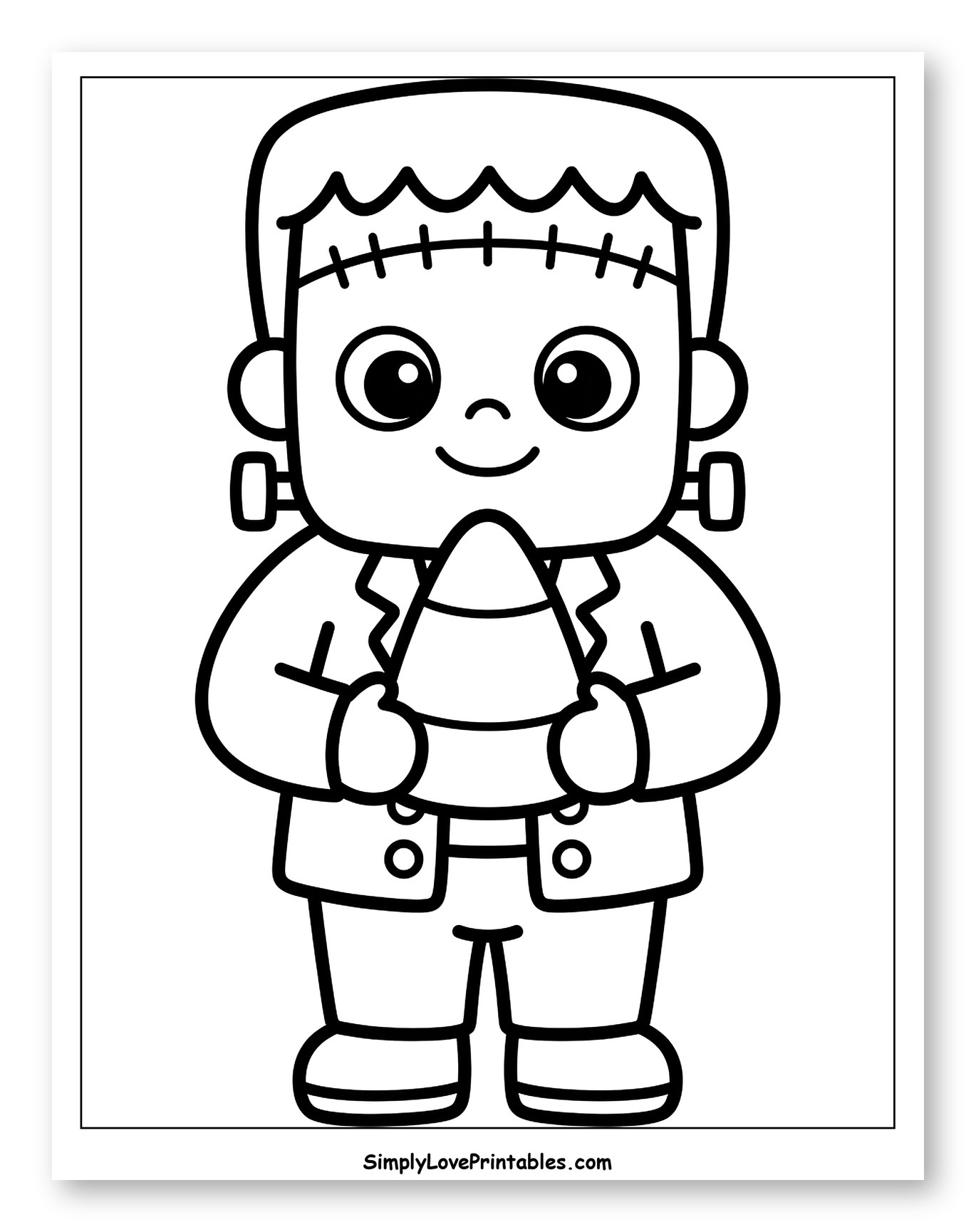 Cute Frankenstein Monster Holding Candy Corn