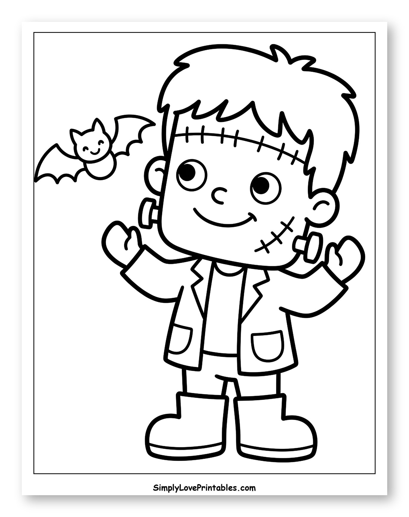 Cute Frankenstein Monster with a Bat