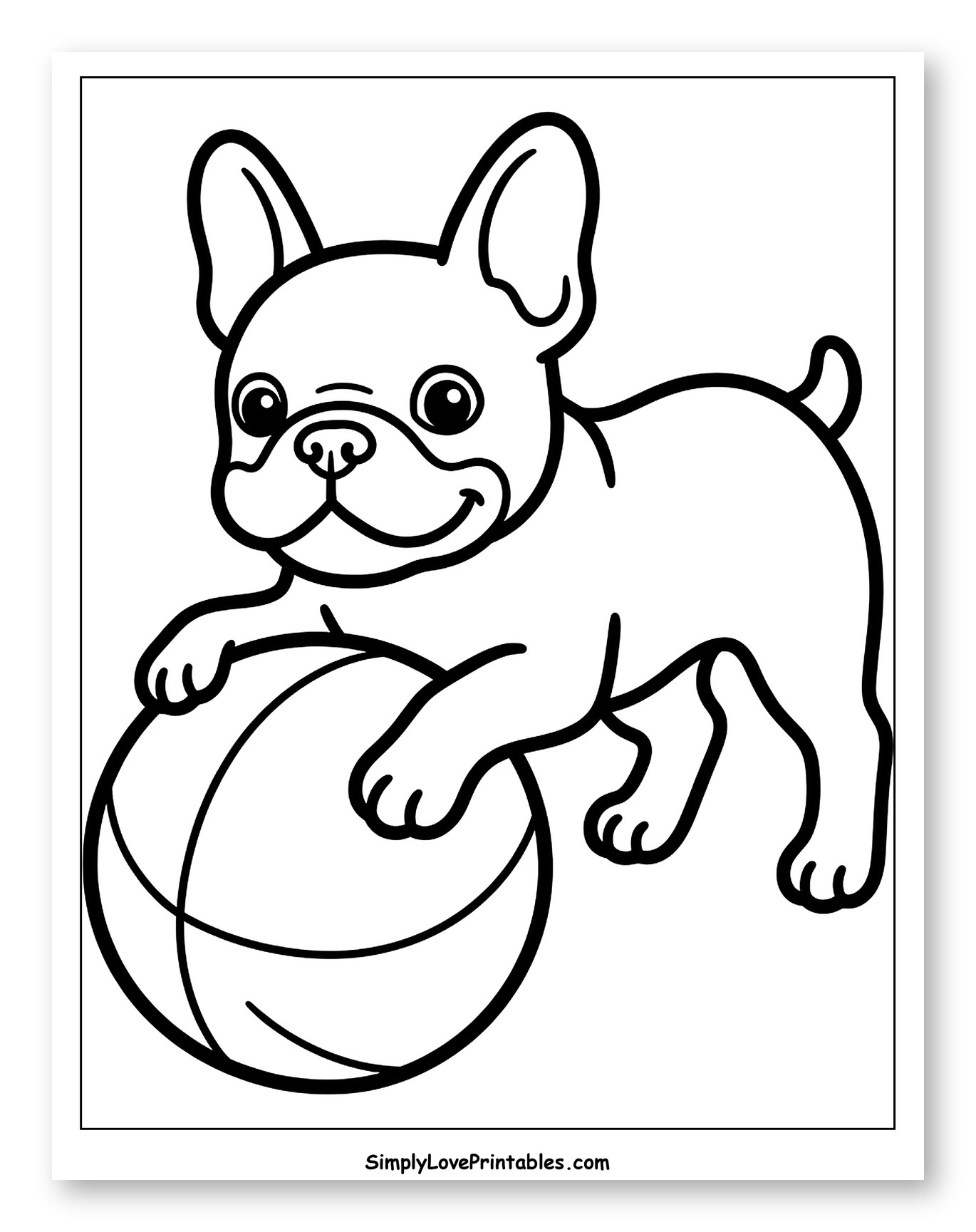 Cute French Bulldog Playing with a Basketball