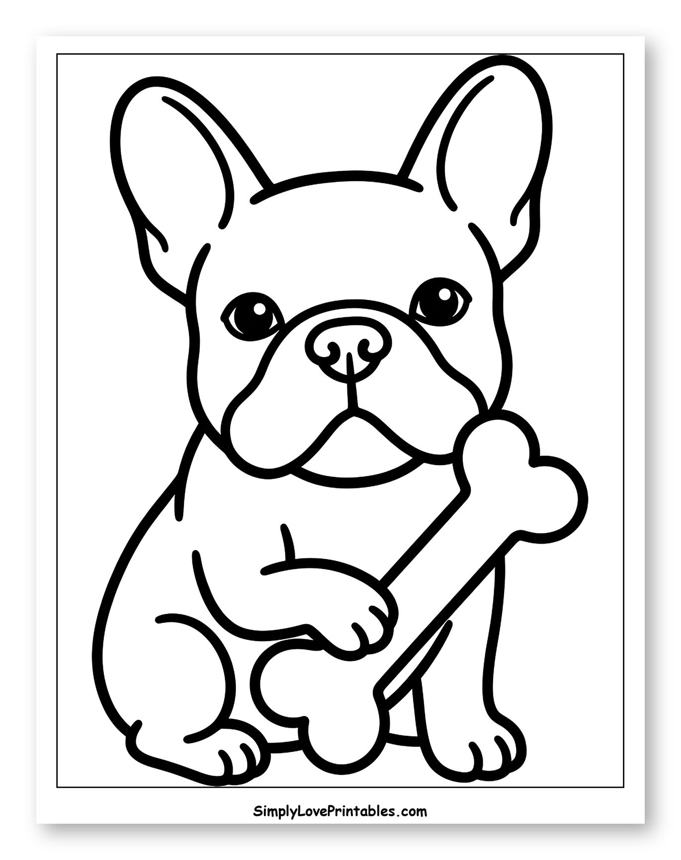 Cute French Bulldog Puppy Holding a Bone