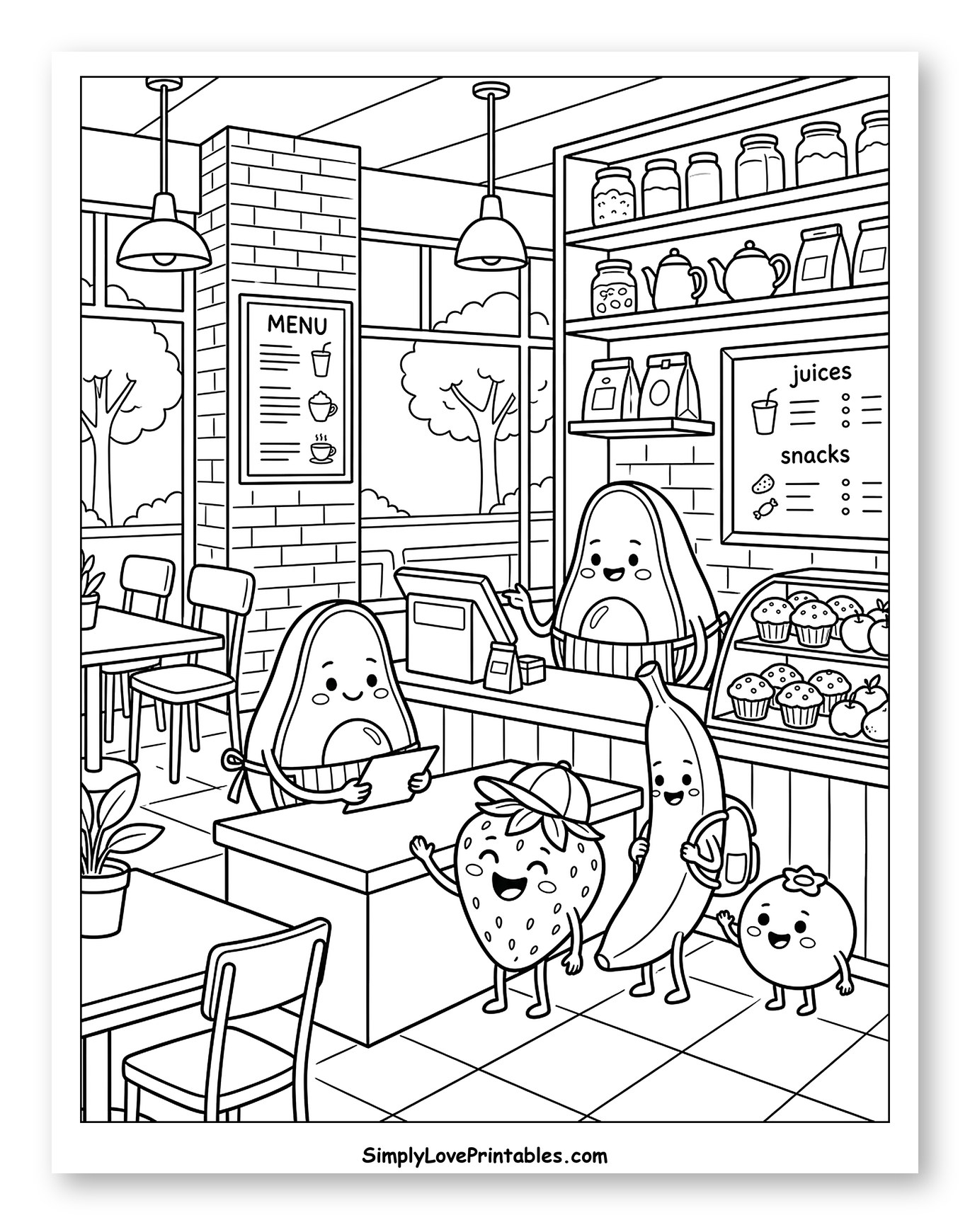 Cute Fruits Ordering at a Cafe