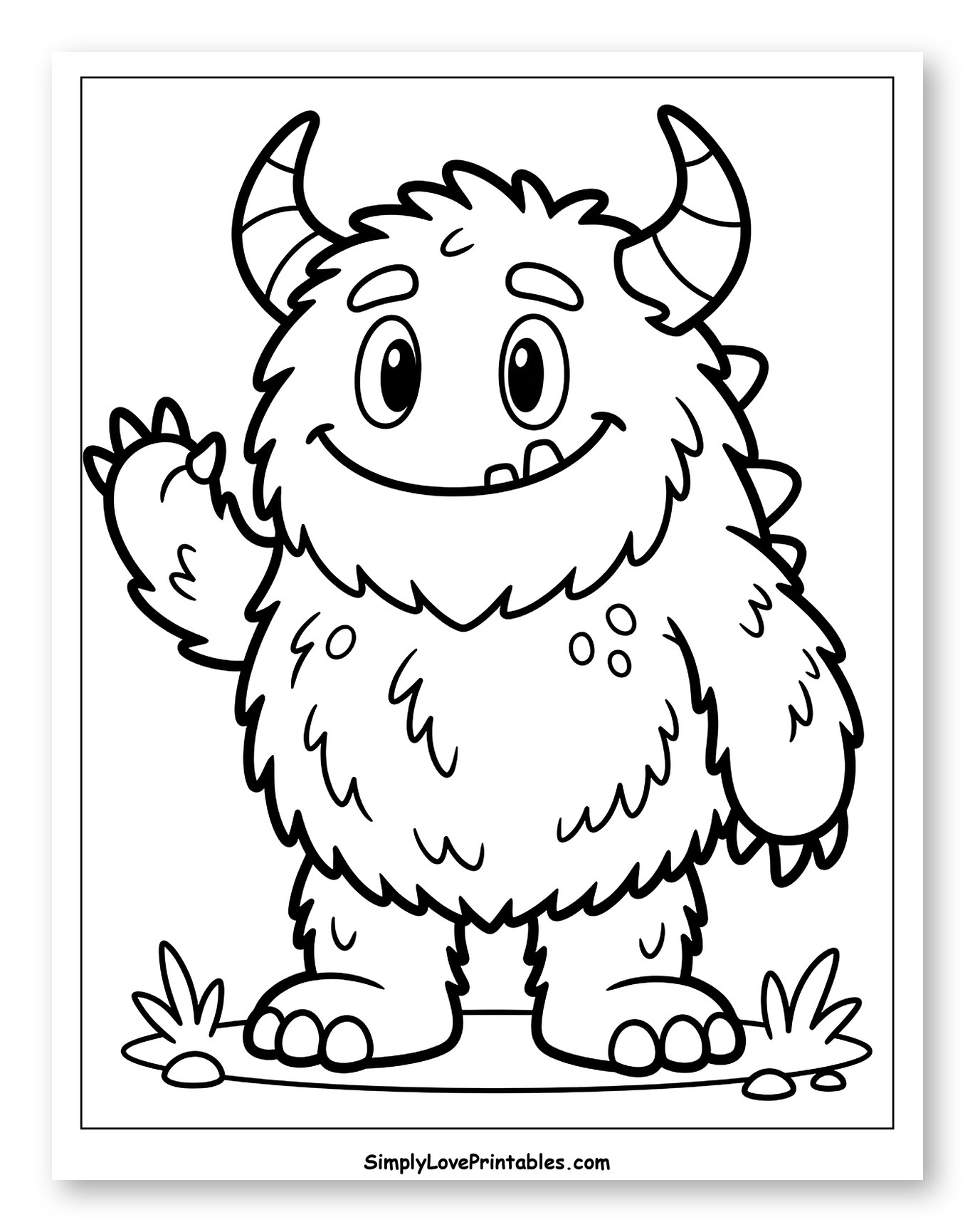 Cute Fuzzy Monster Waving
