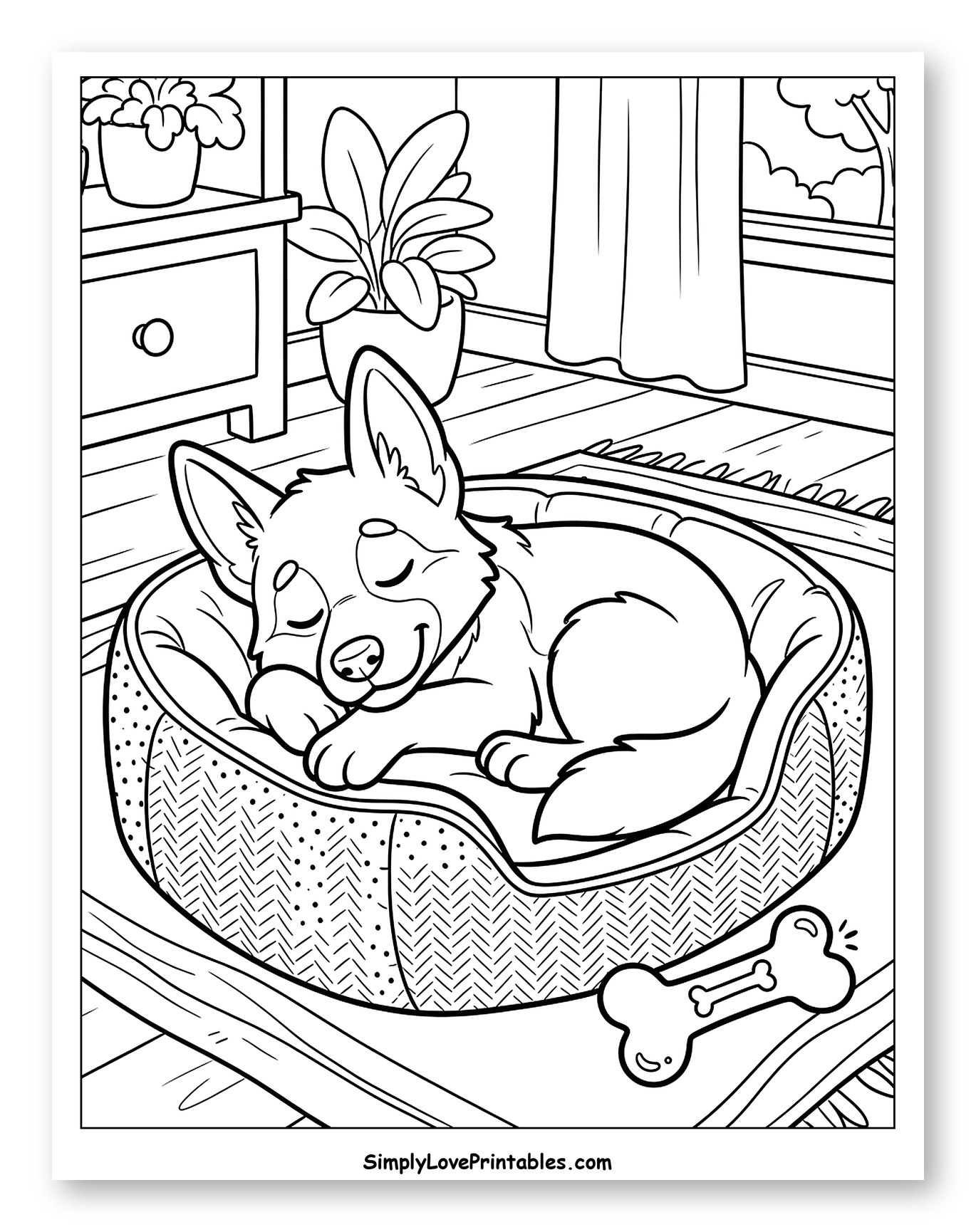 Cute German Shepherd Puppy Sleeping in Bed