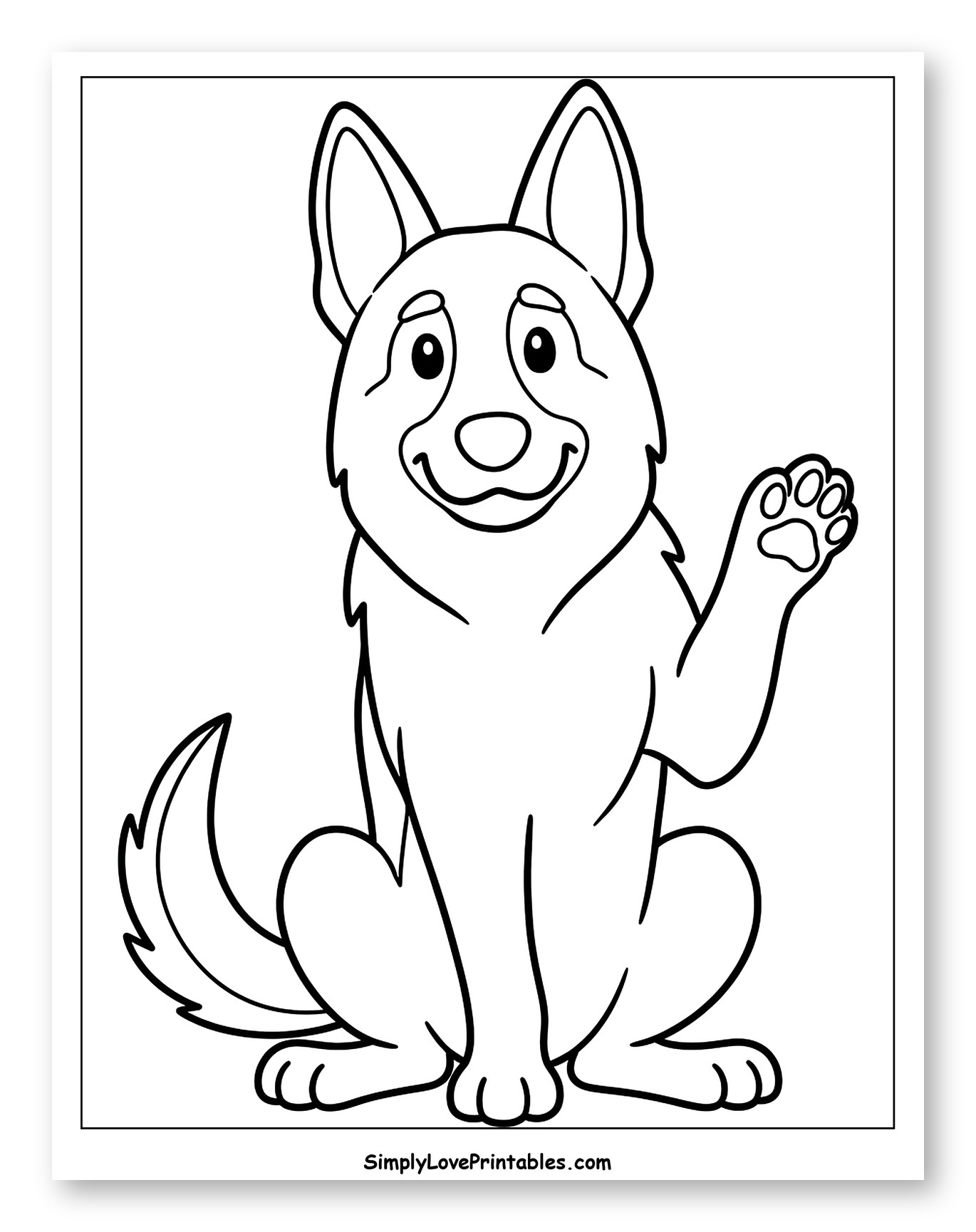 Cute German Shepherd Sitting and Waving