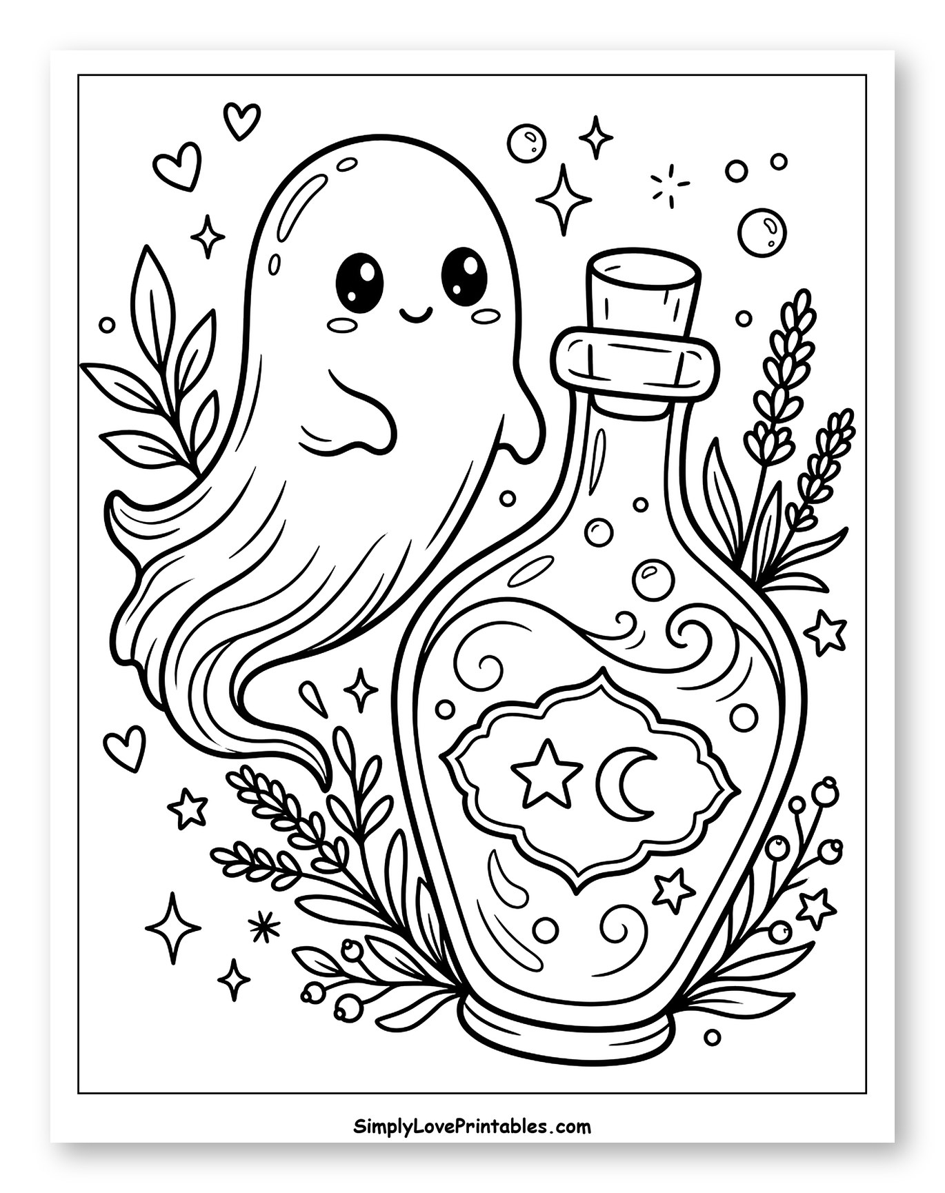 Cute Ghost and Magical Potion Bottle