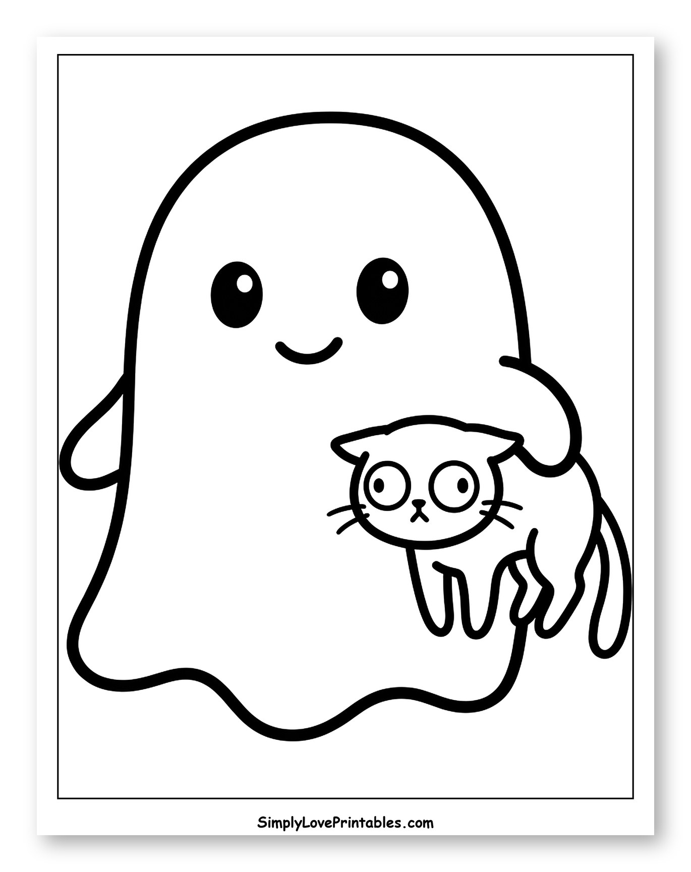 Cute Ghost Holding a Startled Cat