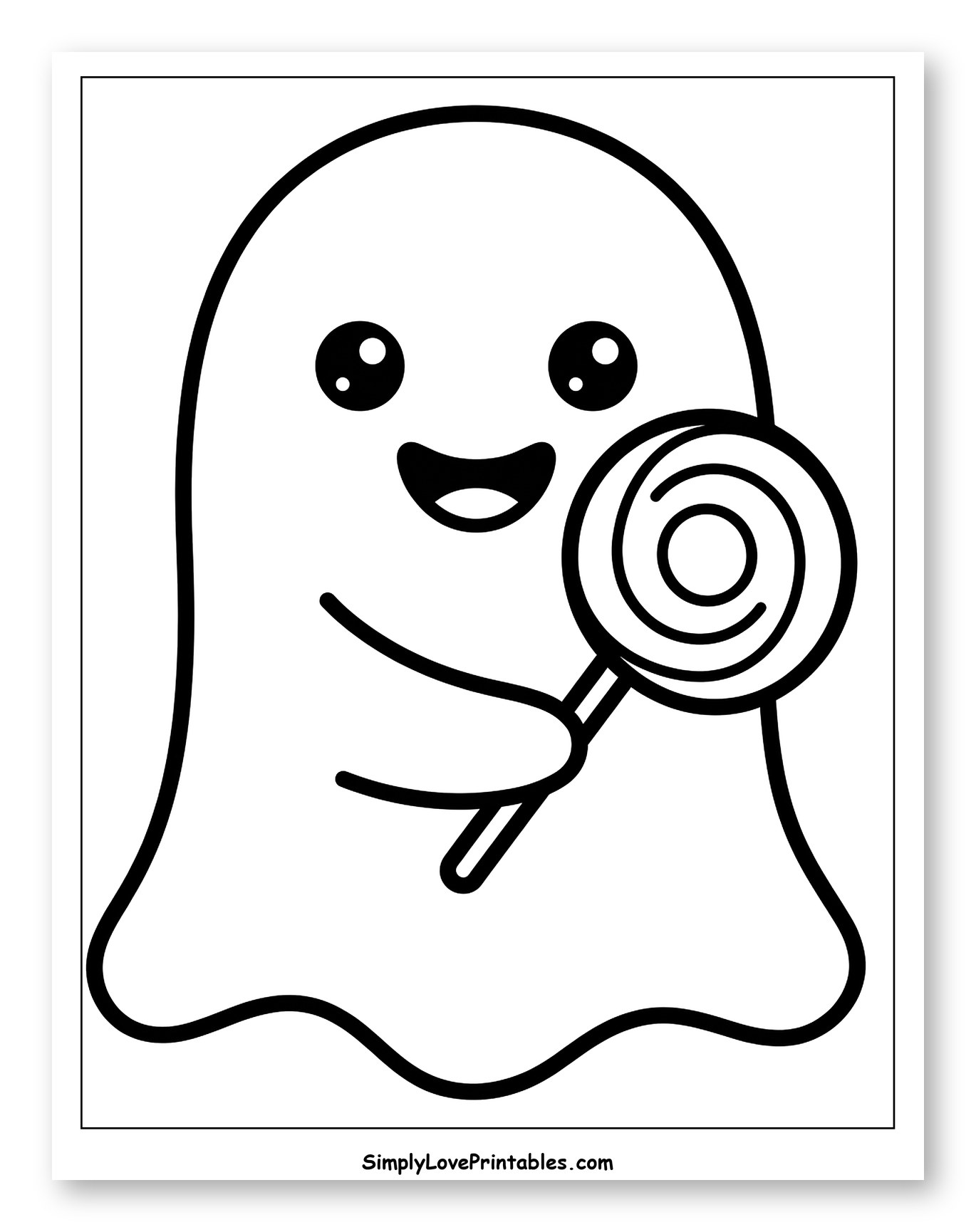 Cute Ghost Holding a Swirl Lollipop