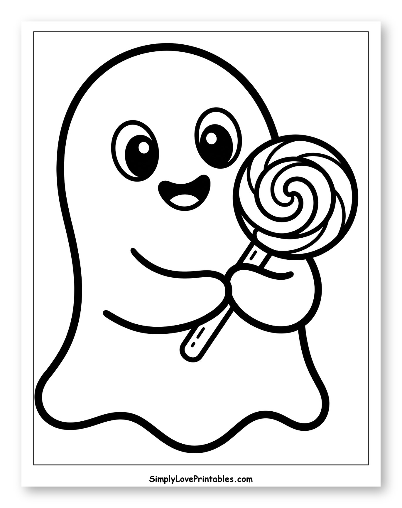 Cute Ghost Holding a Swirl Lollipop