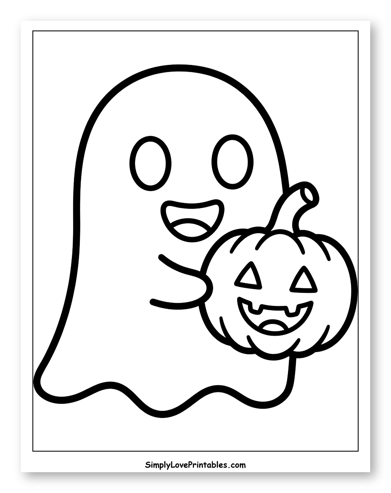 Cute Ghost Holding Halloween Pumpkin