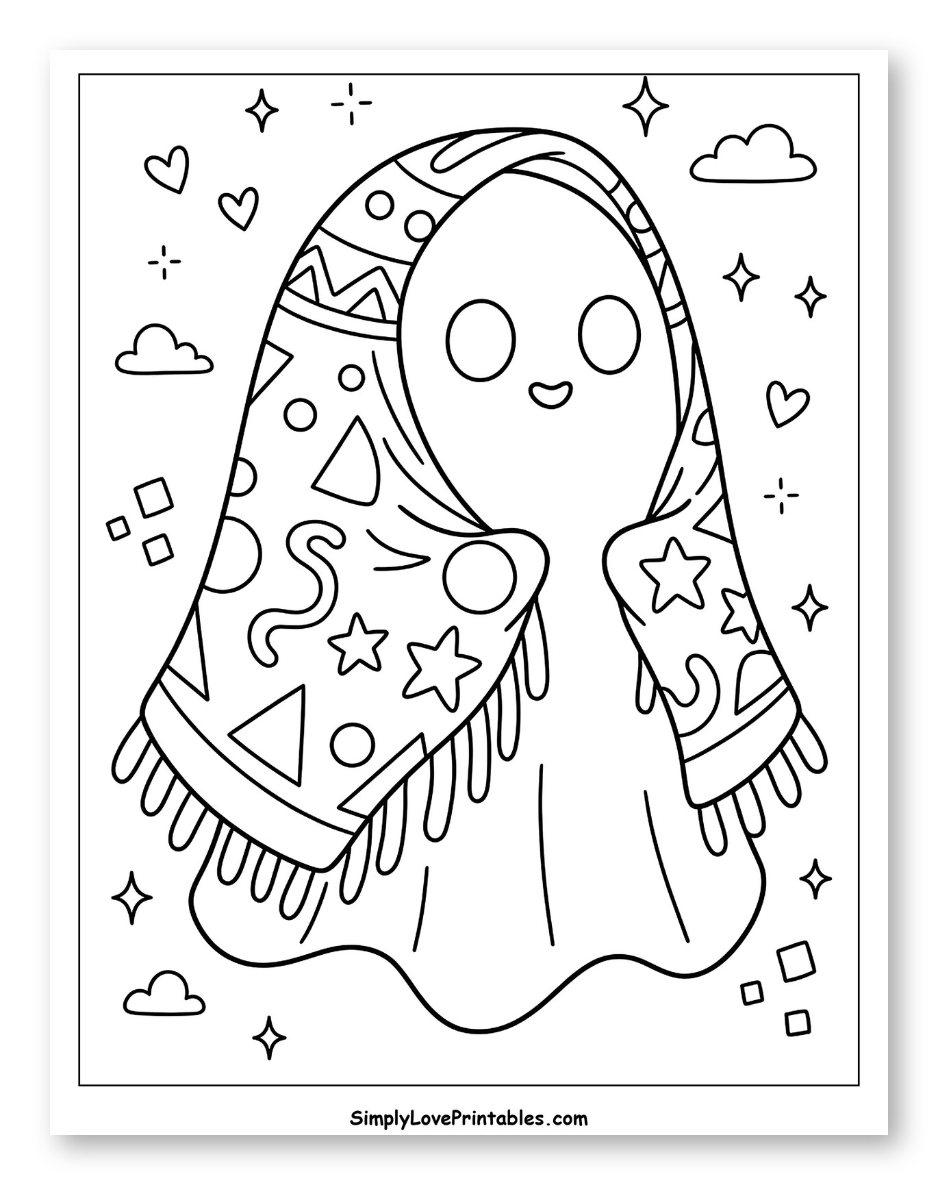 Cute Ghost in a Patterned Shawl