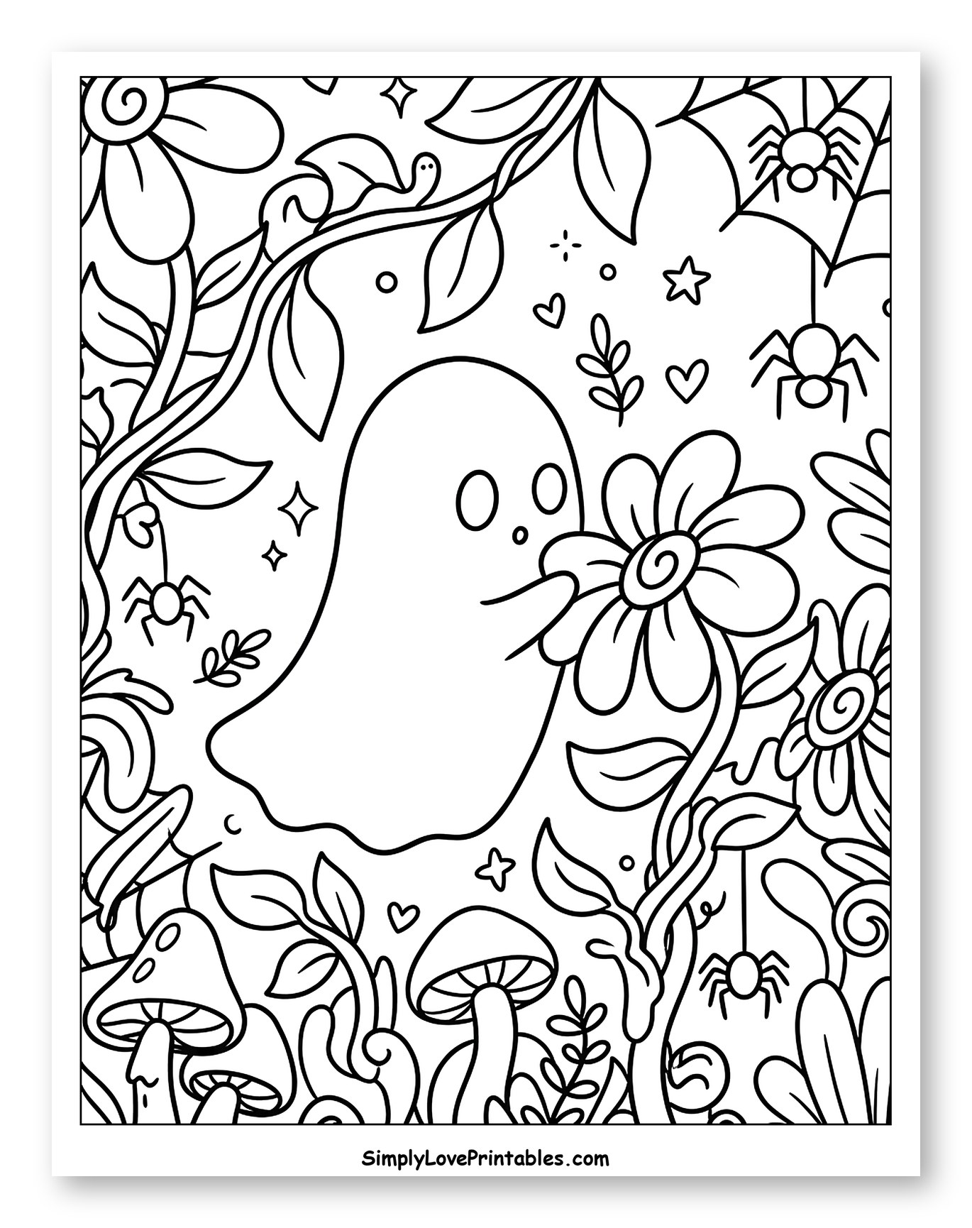 Cute Ghost Smelling a Flower in a Forest