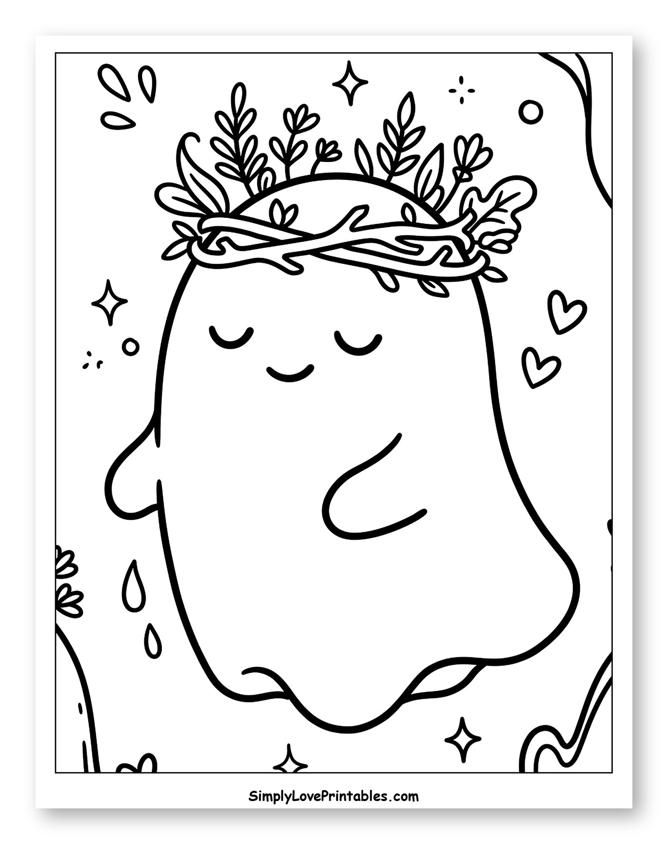 Cute Ghost Wearing a Floral Crown